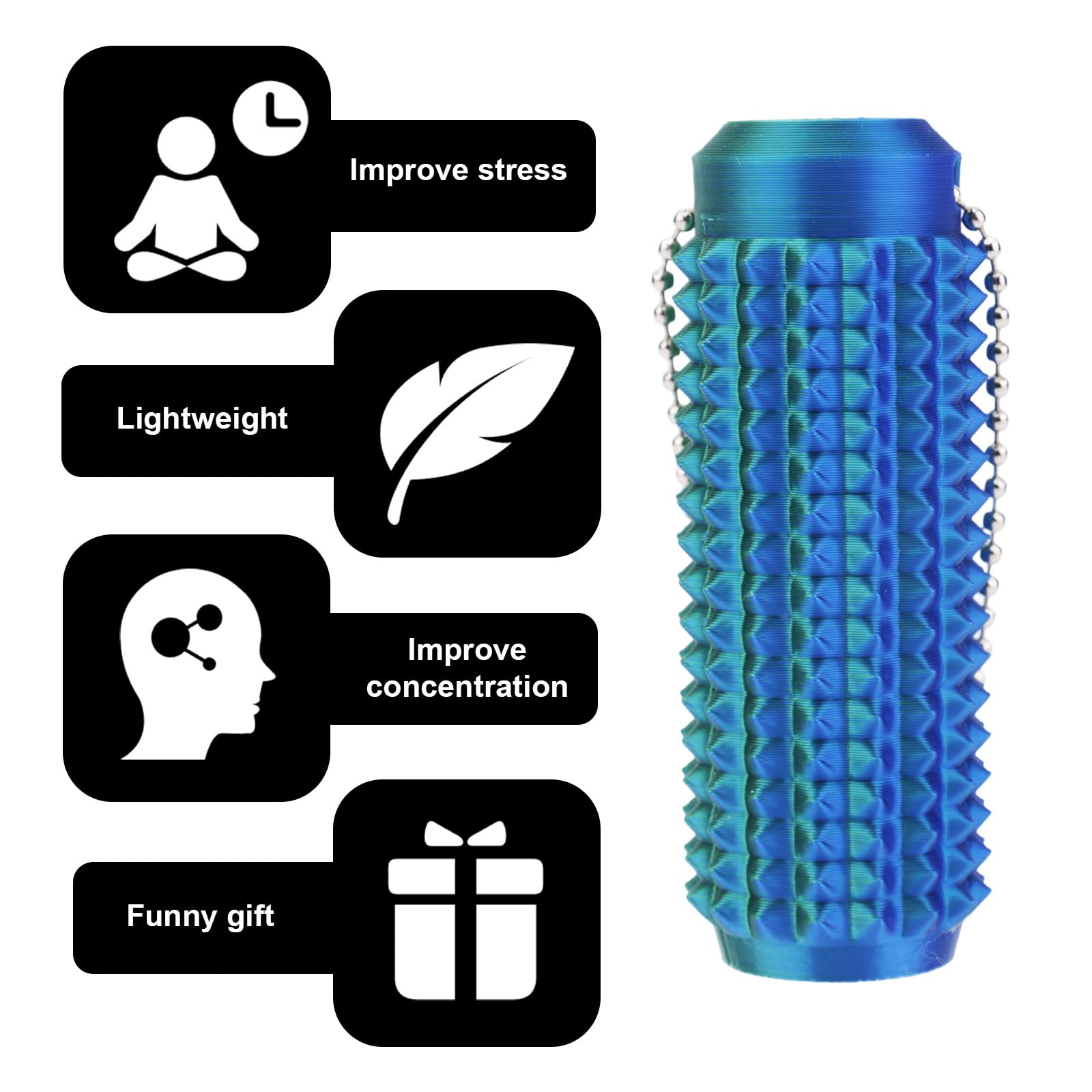 BOXOB 2pcs Pain Stim Fidget Keychains for Relaxation Portable Spiky Grippie Stim Keychains Stimming Sensory Novelty Toys for Adults Friends Coworkers - Image 4