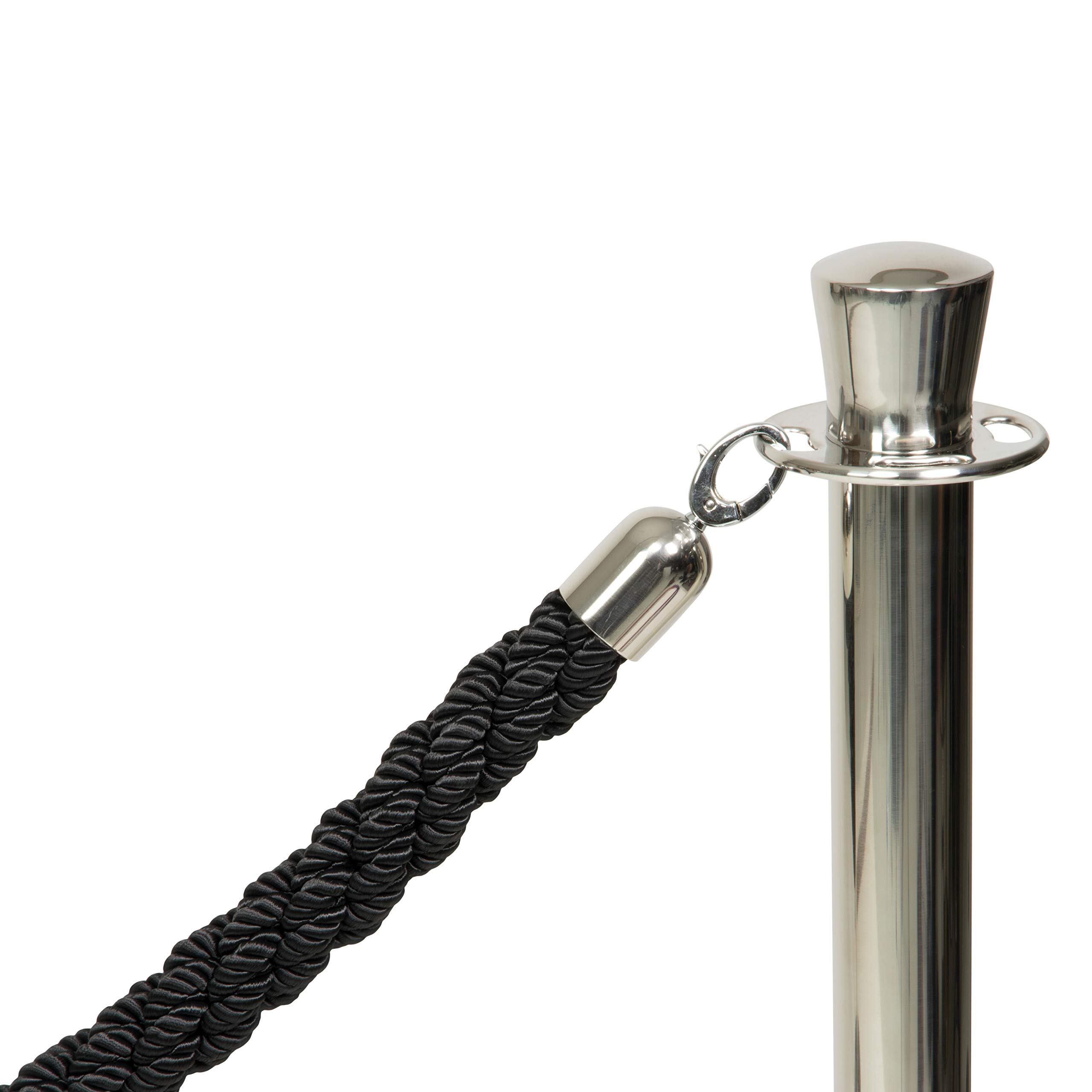 SECURIT - Set di Colonnina e Base per Sistema Barriera Classic - Per Bar, Ristoranti, Pub, Negozi - Testa Piatta - 4 Punti Di Connessione - Antigraffio e Protezione del Pavimento - Acciaio Inox