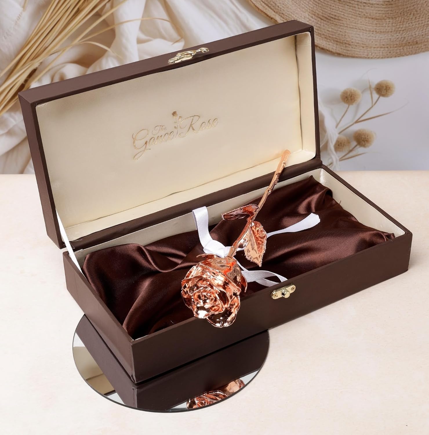 Handmade 24K Gold Dipped Rose with Gift Box | Antique Shiny & Real Preserved Flower for Women Ideal for Birthday, Anniversary, Mother’s Day, Wedding and Easter's Gift (Gold, Combo 7 Inch & 11 Inch)