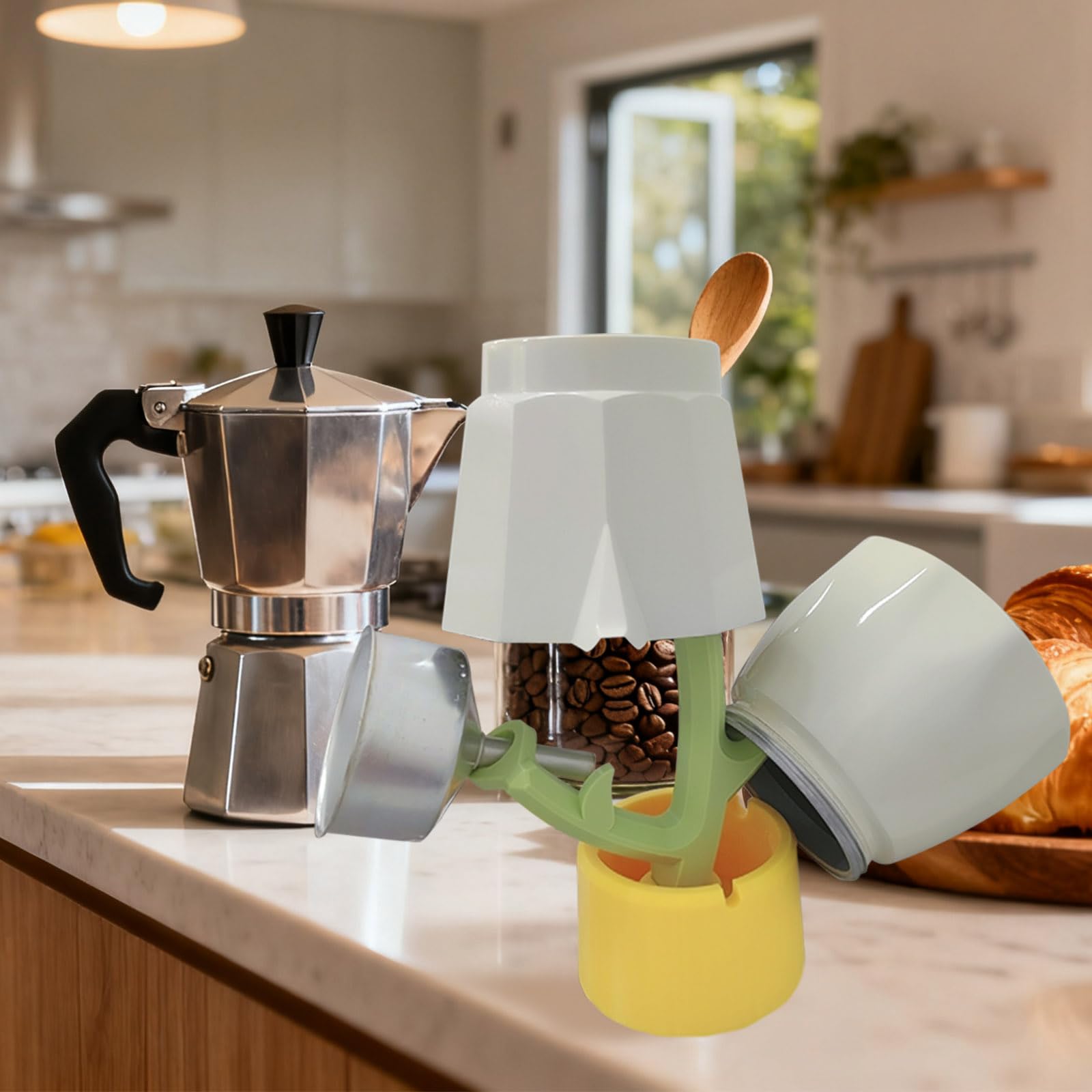 Billg Escurreplatos Cafetera Italiana Induccion Cafetera Italiana Electrica Pequeña Función de Drenaje Automático Escurridor de Platos Diseño Flexible Impreso en 3D Que Ahorra Espacio