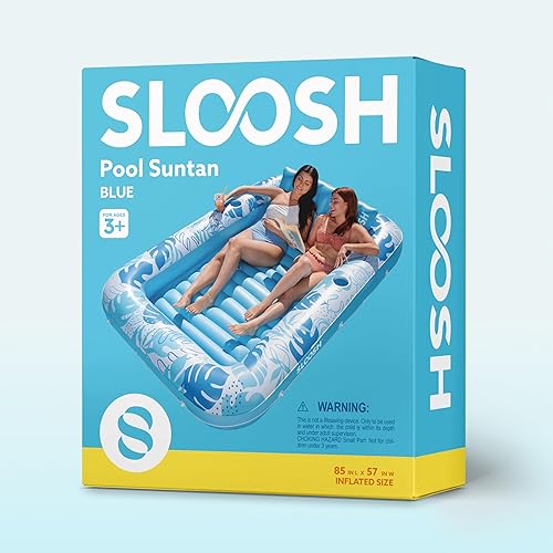Miniatura 7 de Sloosh Flotador inflable para piscina, tumbona de bronceado para adultos, 85 x 57 pulgadas, flotadores de piscina extra grandes, bronceados, tina de