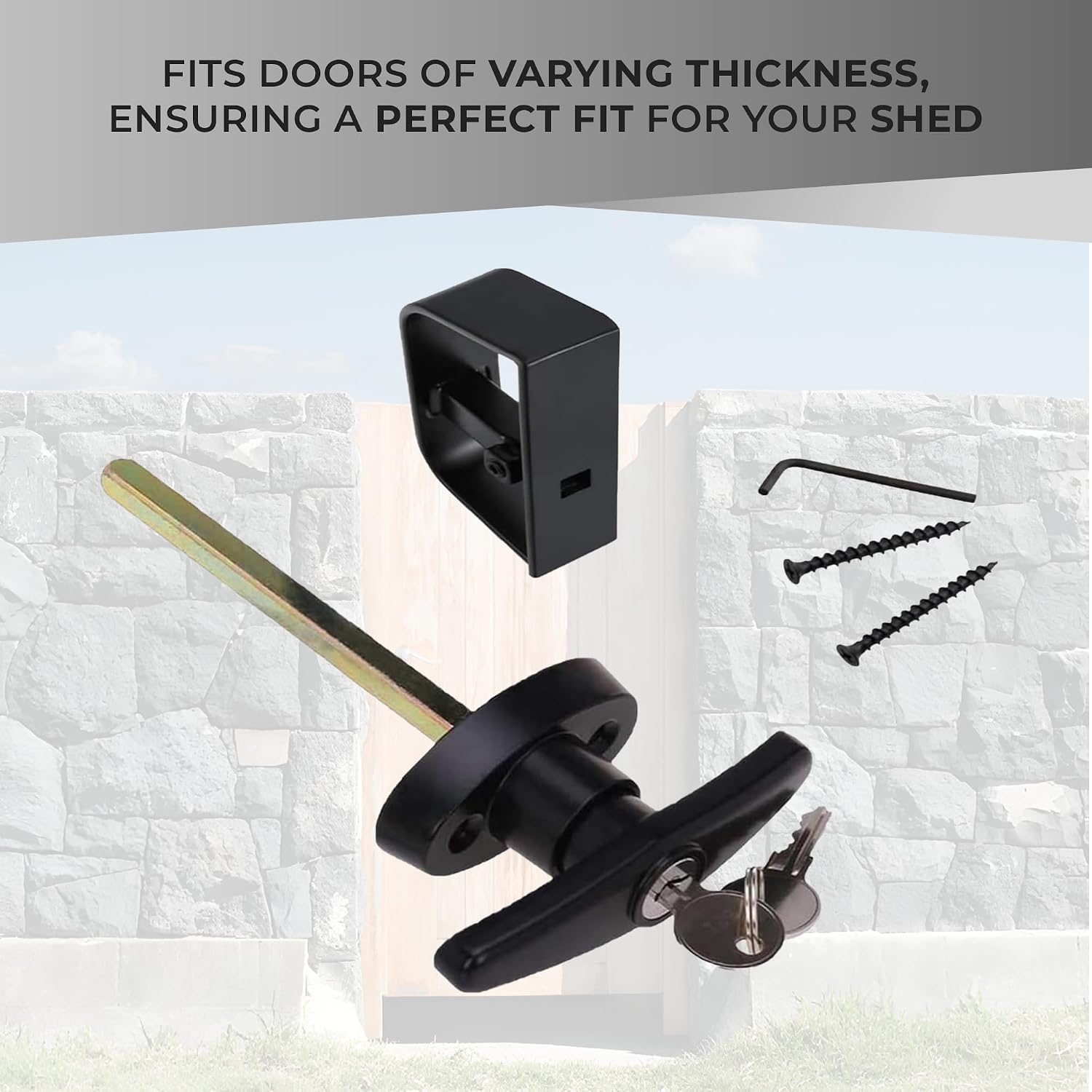 Heavy-Duty L Handle Lock - Secure & Adjustable Door Lock Kit - Complete Lock Kit Solution for Enhanced Protection