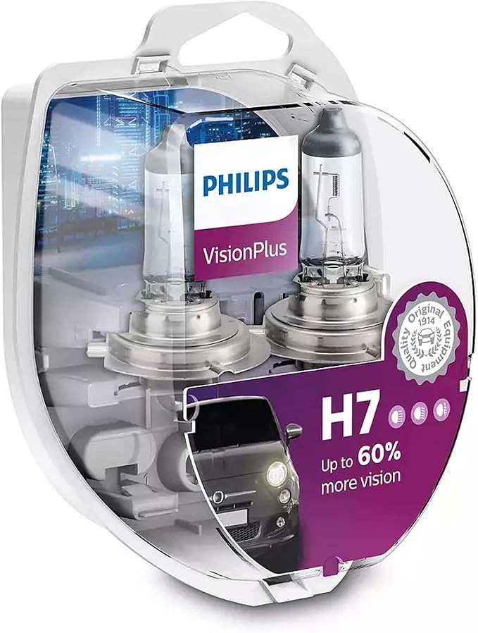 Philips 12972VPS2 VisionPlus - Bombillas Halógenas H7 para faros delanteros (2 unidades)