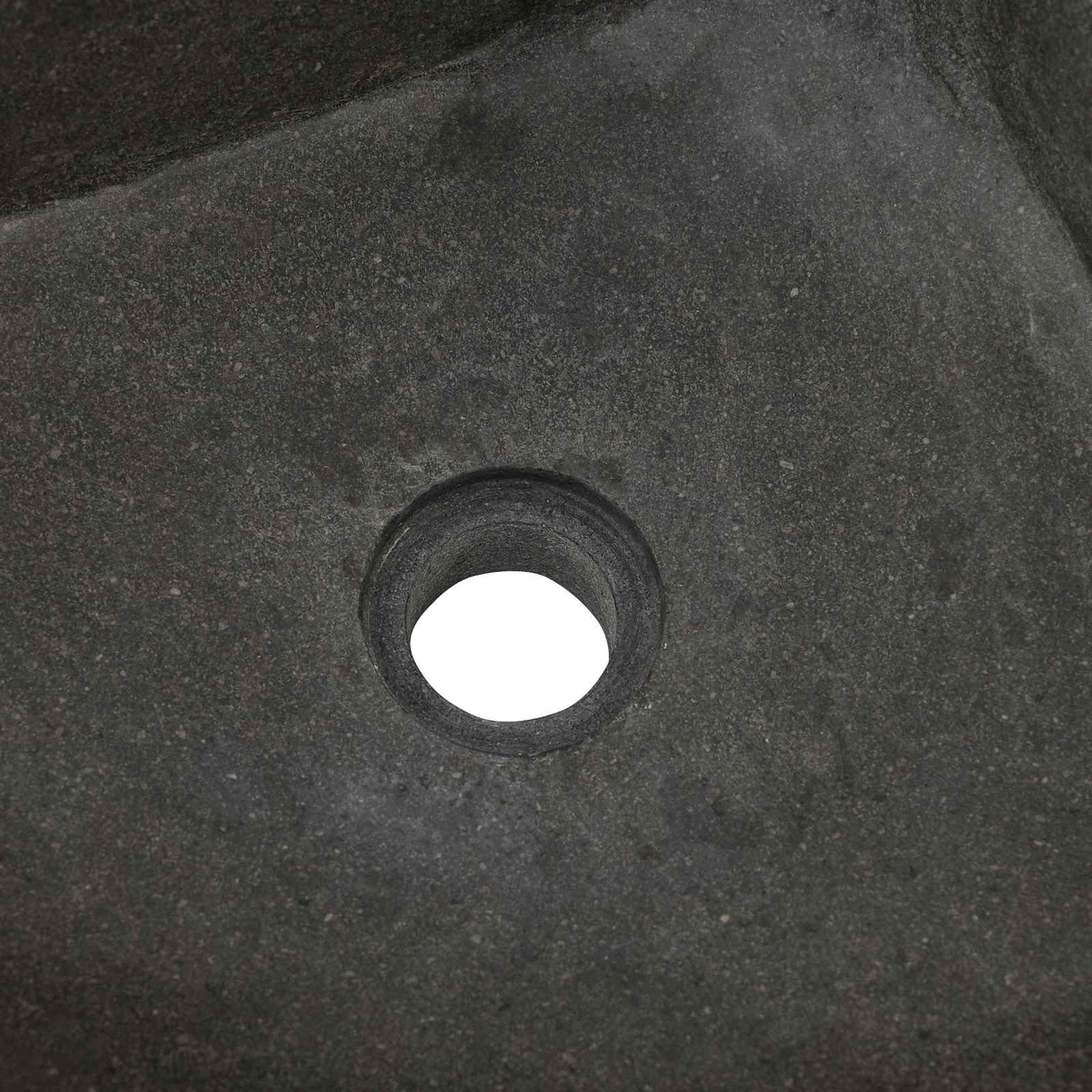 Lavabo grigio in pietra di fiume, 37 x 37 x 12 cm, da appendere alla parete, per bagno e WC degli ospiti, lavandino angolare per ristrutturazione e ristrutturazione del bagno