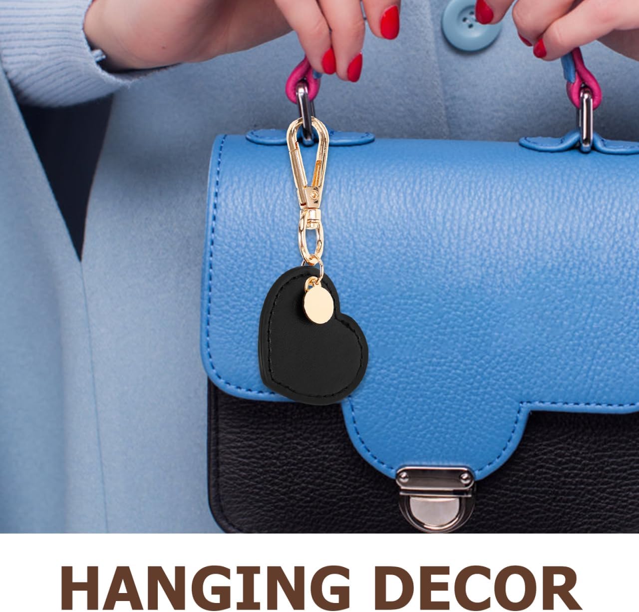 GALPADA Leather Heart Keychain: Fashion Leather Keychain, Heart Key Ring Bag Charm, Car Key Purse Accessories Charms - Image 5