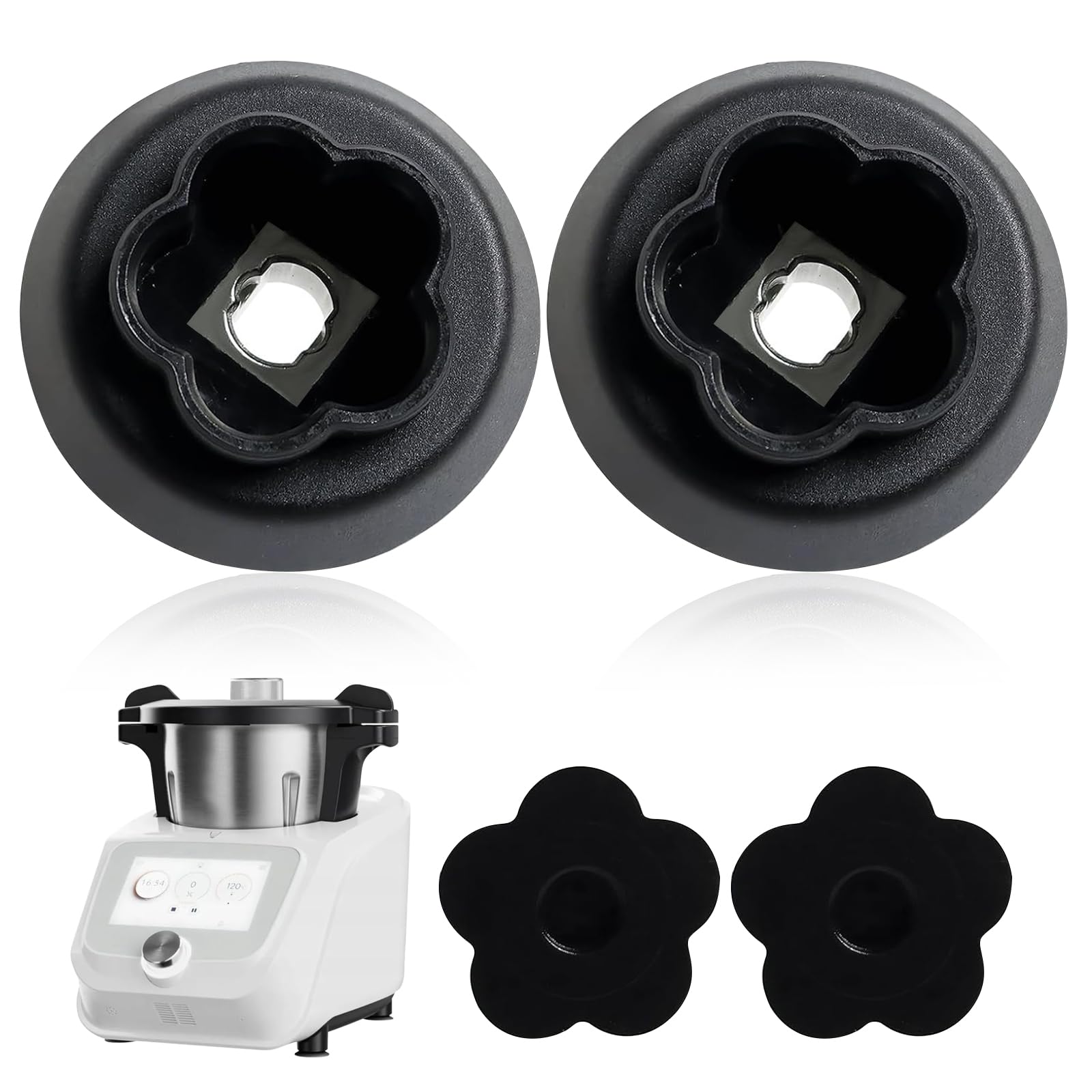 Puasok 2 Piezas Guía de Acoplamiento Engranaje Compatible con Monsieur Cuisine Connect y Smart Silvercrest, Repuesto con 5 Dientes, Base de Cuchillas