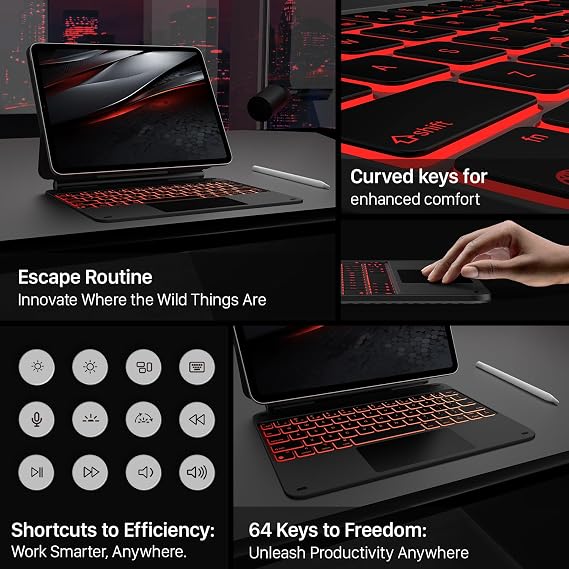typecase Edge Keyboard Case for iPad Air 11-inch(M3/M2, 2025/2024), iPad Pro 11-inch(4th/3rd/2nd/1st Gen) & iPad Air 10.9-inch 5/4th Gen, Multi-Touch Trackpad, 11-Color Backlight, Carbon Fiber
