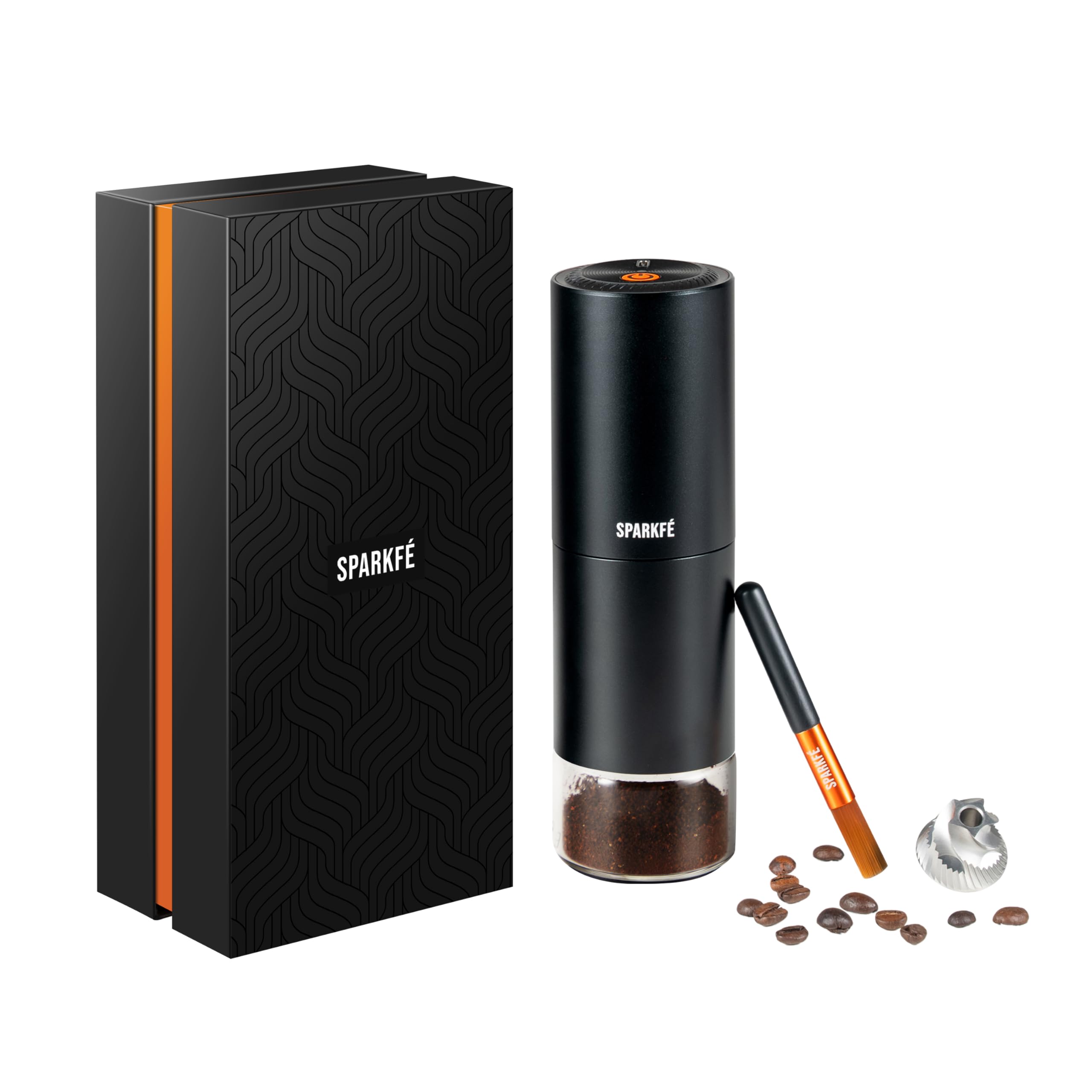 Molinillo de café eléctrico portátil, molinillo de mano recargable con rebaba cónica de acero inoxidable, ajustes de molienda ajustables, para espresso, moka, vertido, prensa francesa