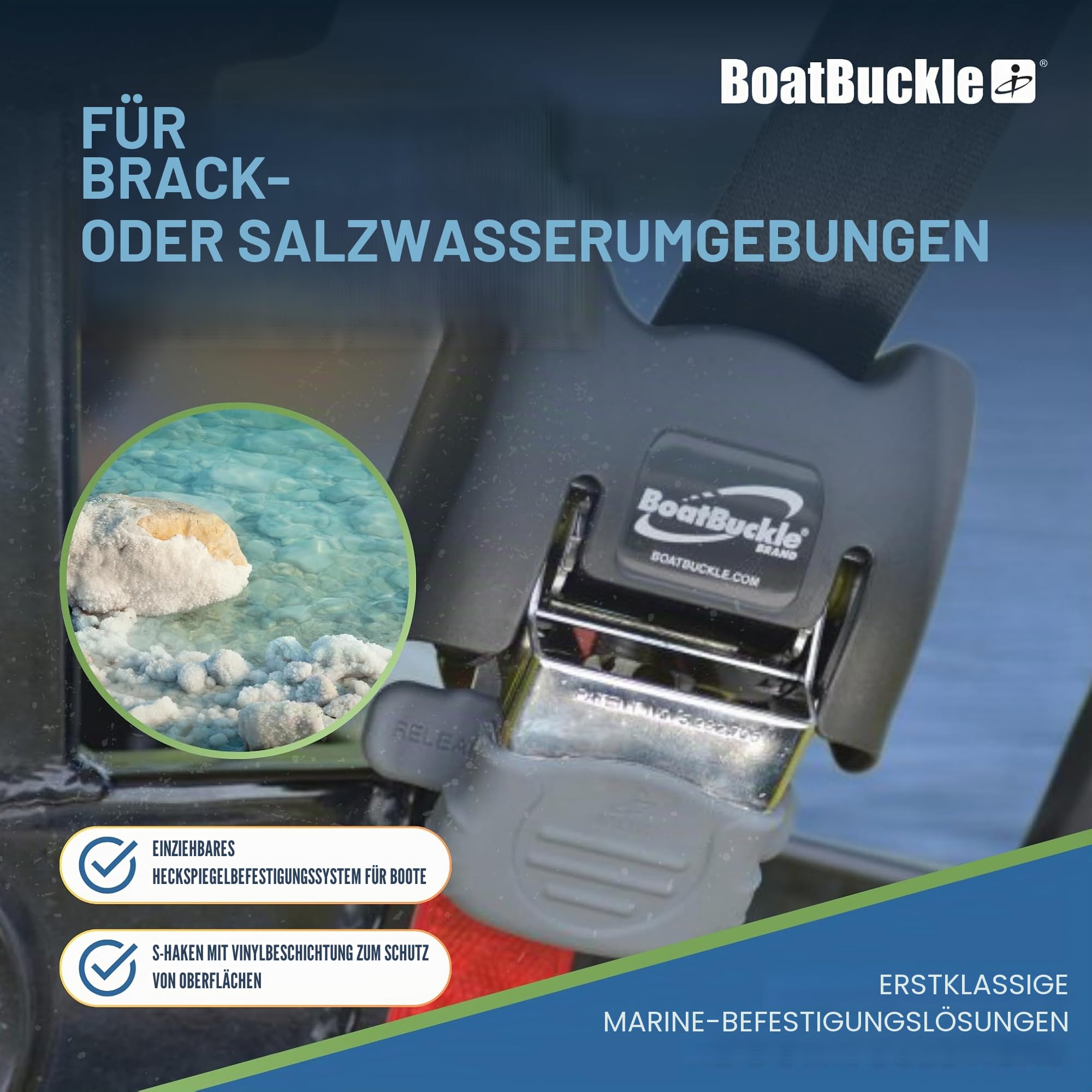 BoatBuckle G2 Edelstahl-Spanngurt (schwarz), 1 Paar