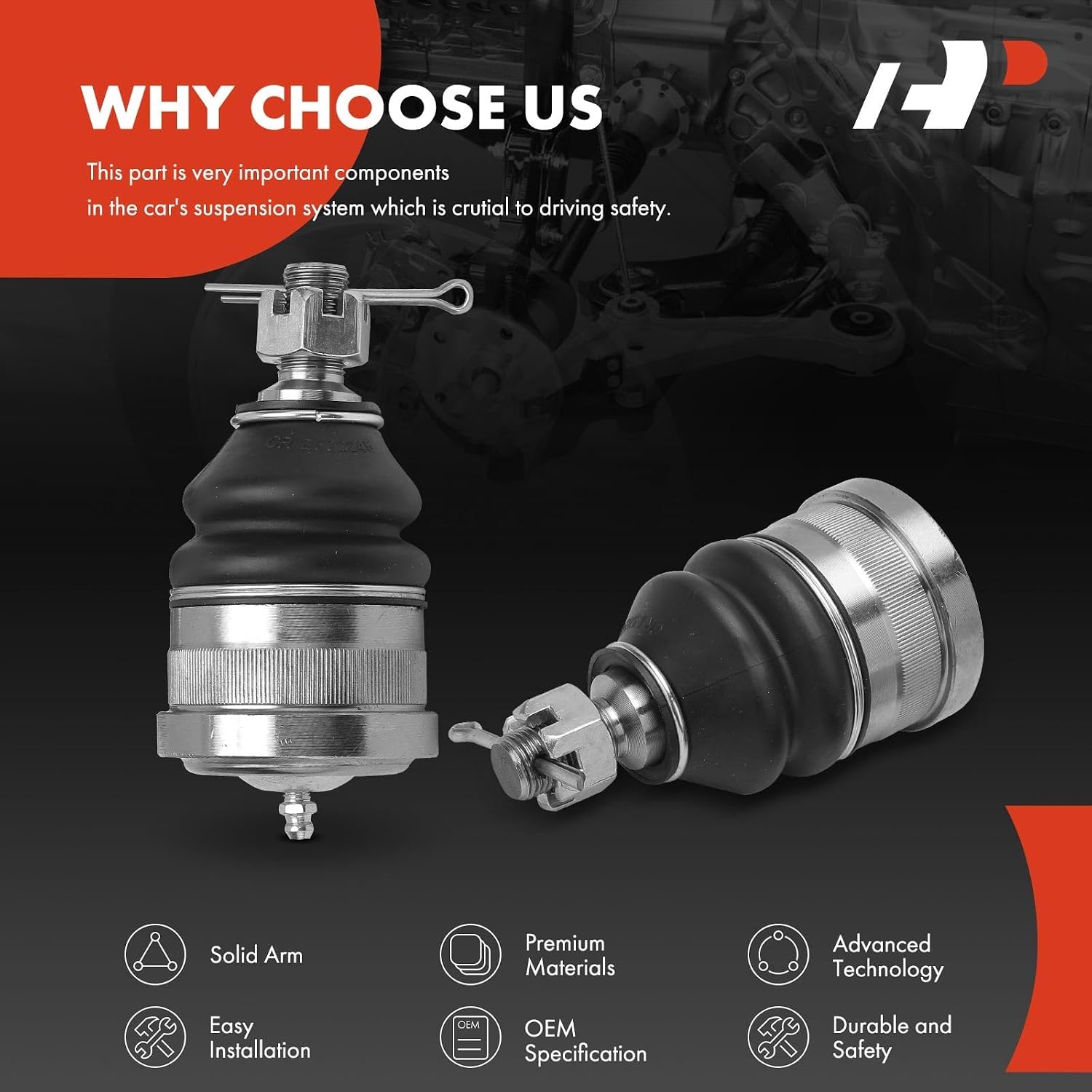 A-Premium 2 x Front Lower Ball Joints, Compatible with Dodge Ram 2500 3500 Van, B3500, CB300, D200 Pickup, D250, D300 & Chevrolet C20 Pickup, G30 Van & GMC 1500 Series, Suburban