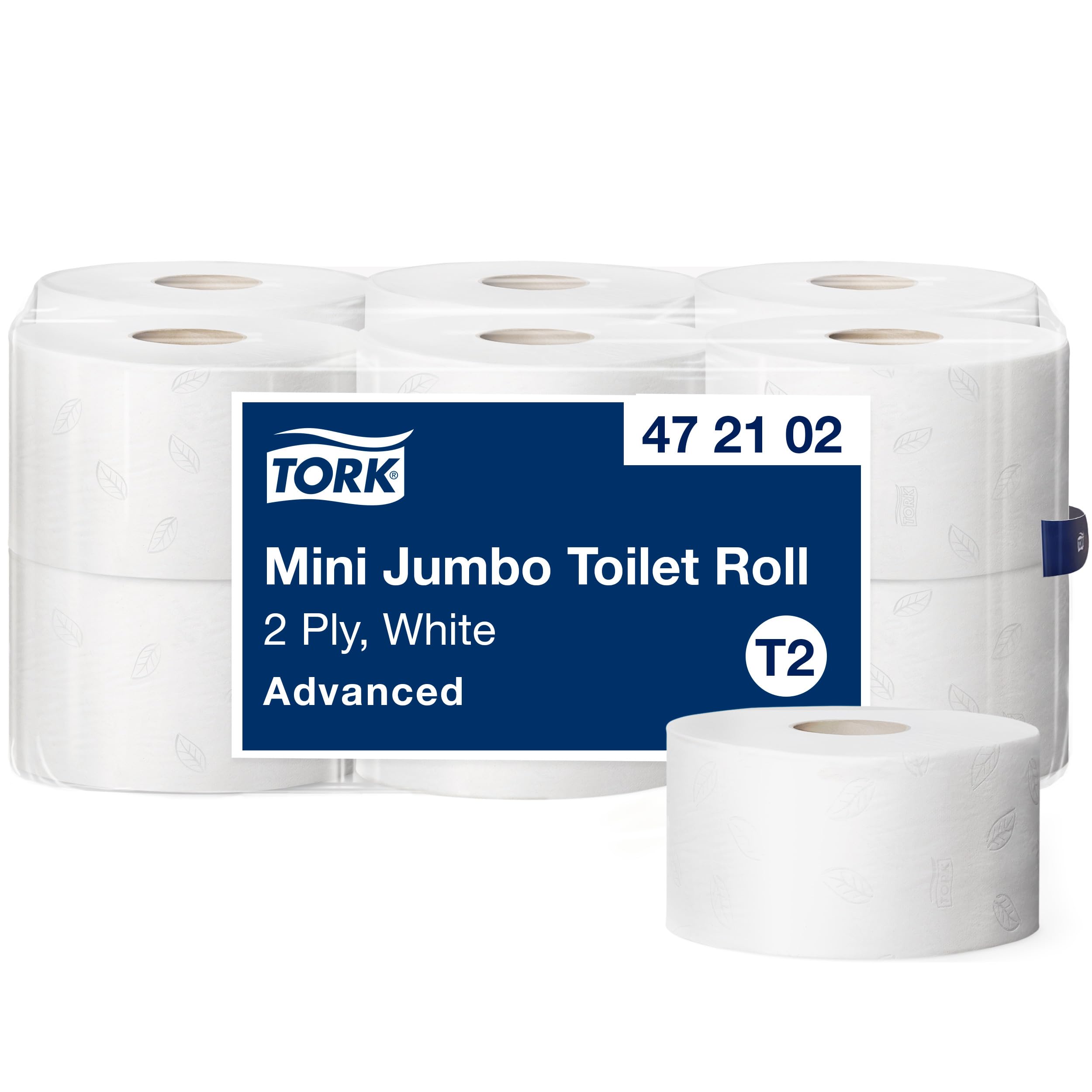 Tork papier toaletowy mini Jumbo biały T2, zaawansowany, 2 zagniecenia, 12 x 180 m, 472102