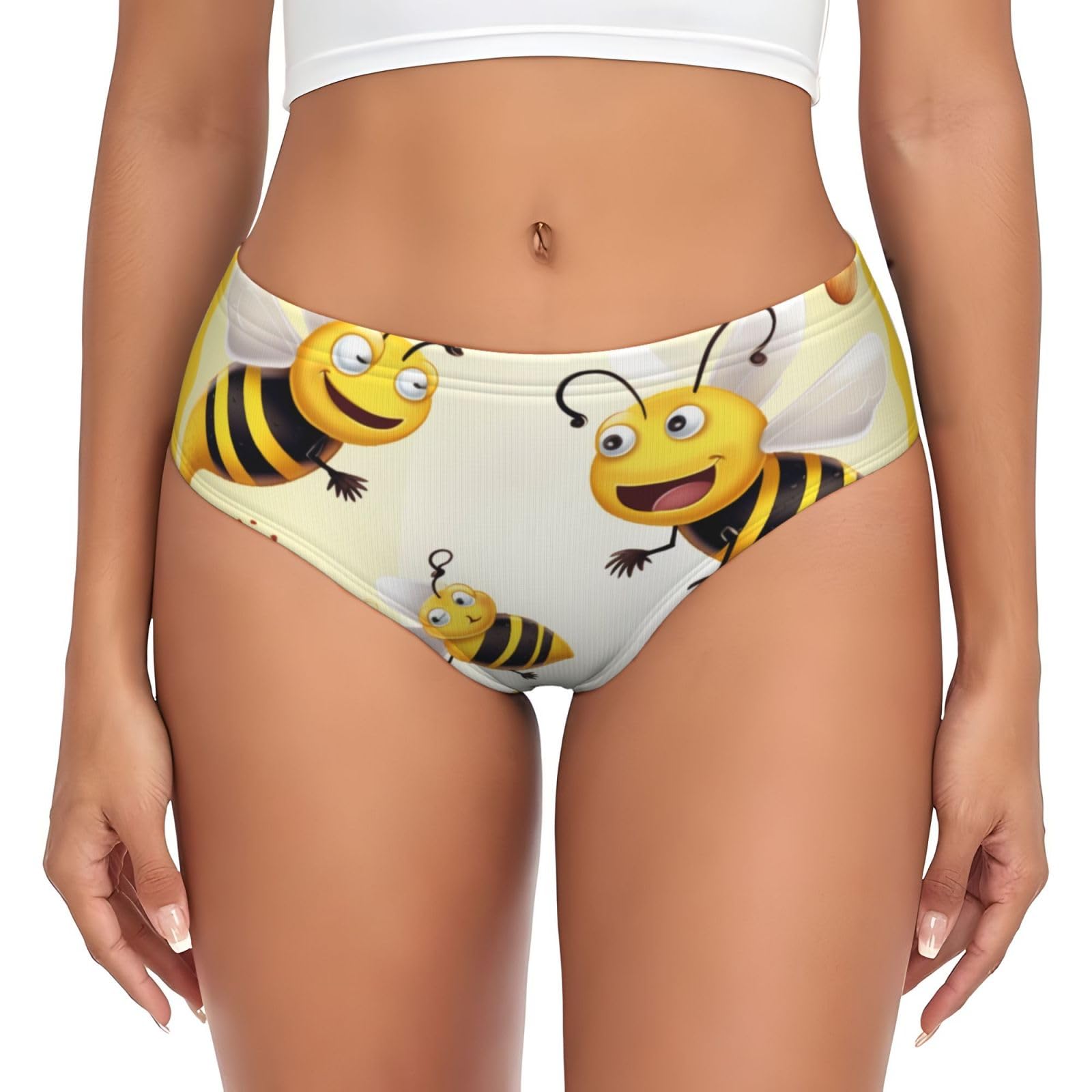 Peiyeety Women's As Pic Flying Bees Print Briefs Stretch Panties