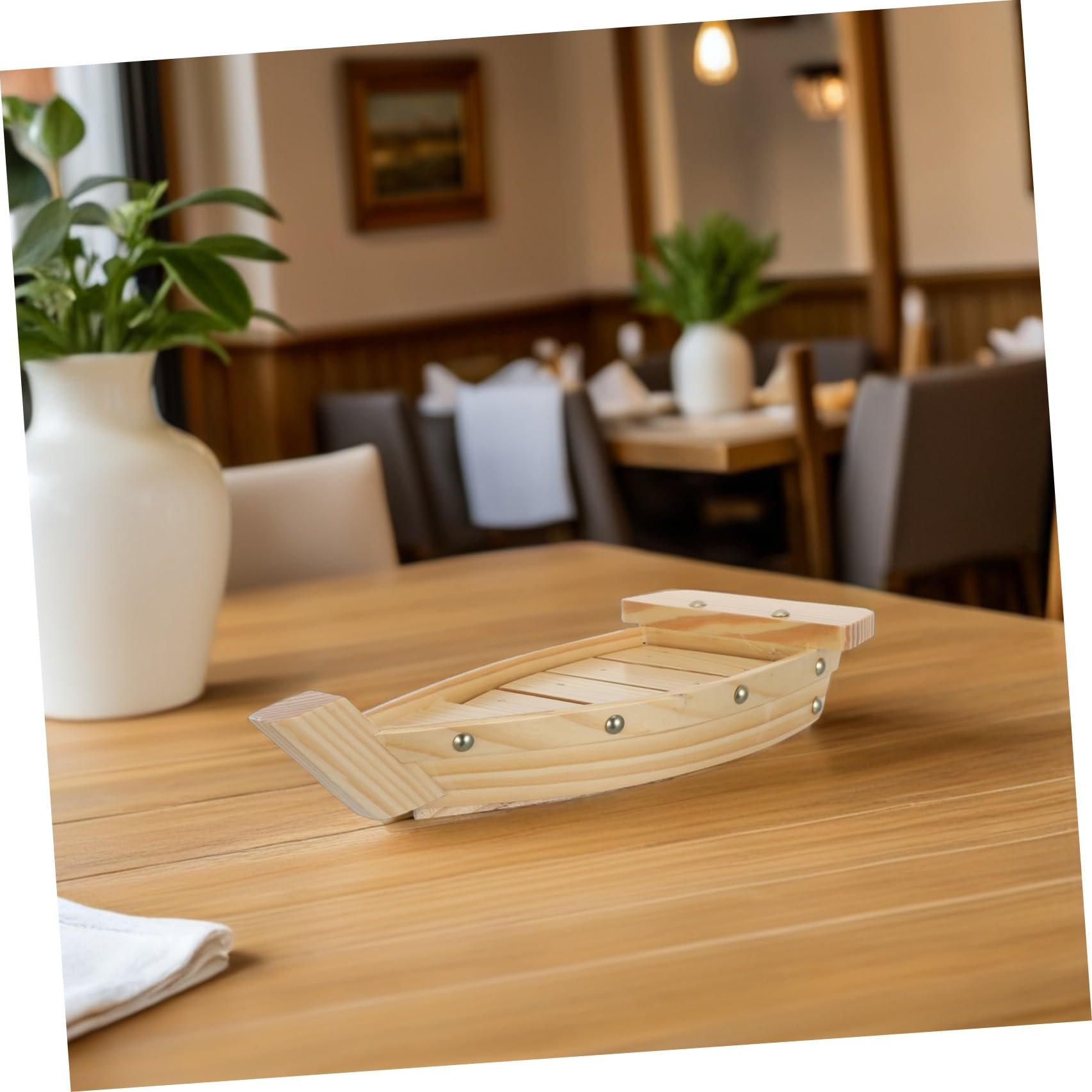 Uonlytech Plat de Bateau pour Sushi, Bois, Style Japonerie, Ambiance Noël