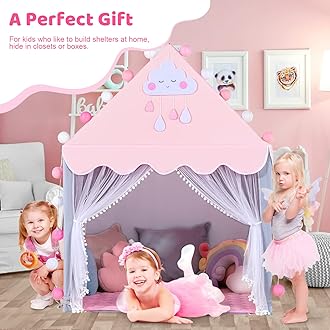 SISTICKER Kids Play Tents for Girls Large Pink Playhouse for Kids Indoor and Outdoor Princess Tent for Kids Toddler Tent Children Play House
