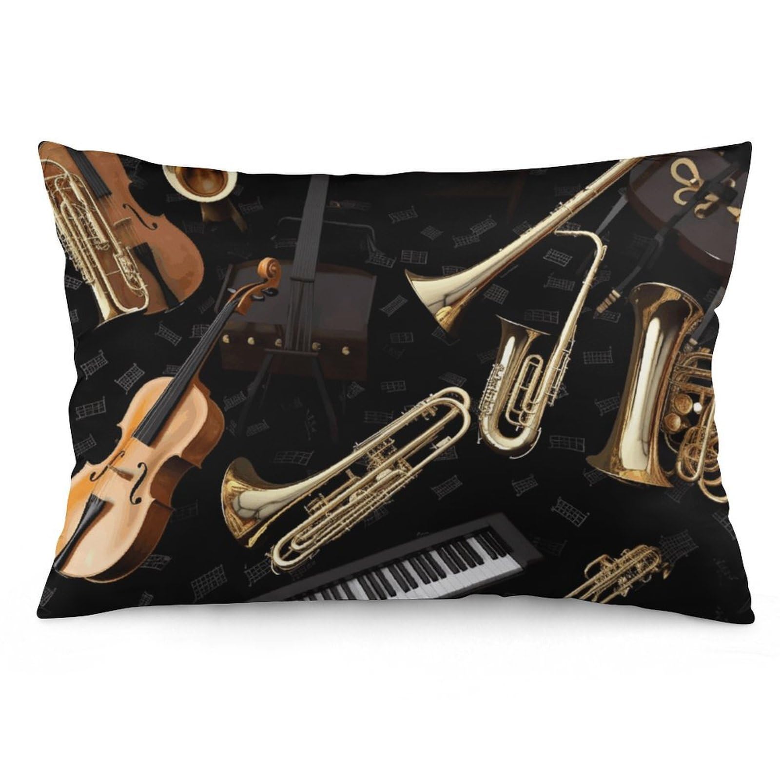 2 Pack Pillow Cases for Hair and Skin, Soft Breathable Pillow Case Covers with Hidden Zipper, Musical Instruments Pillowcase 20"x30" Pillow Covers for Sleeping Gift