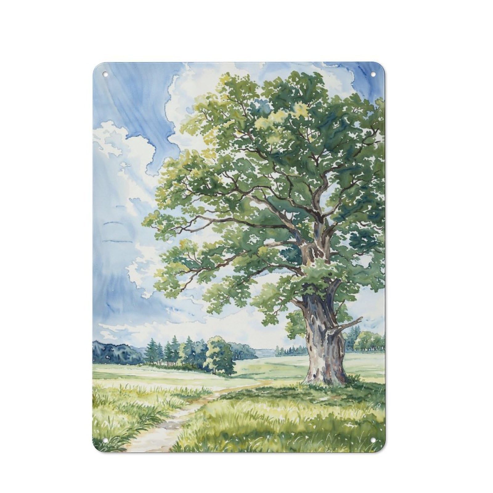 Junmoney Lone Summer Oak Vintage Tin Wall Plaque 40X30cm For Workshop Wall, A Decorative Christmas Gift For Makers And Diy Enthusiasts