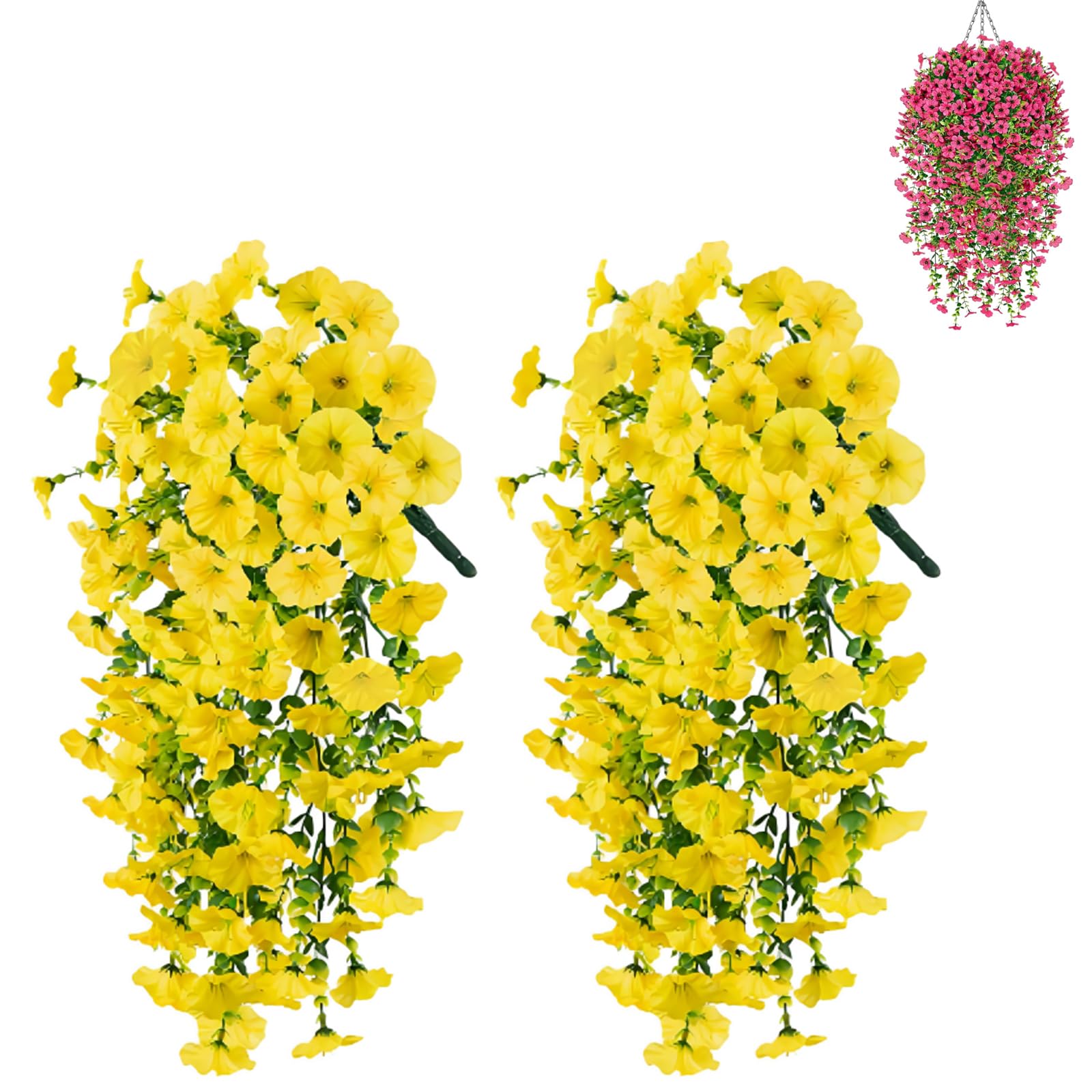 Fleurs artificielles à suspendre Precisetrue jaunes pour paniers suspendus x8