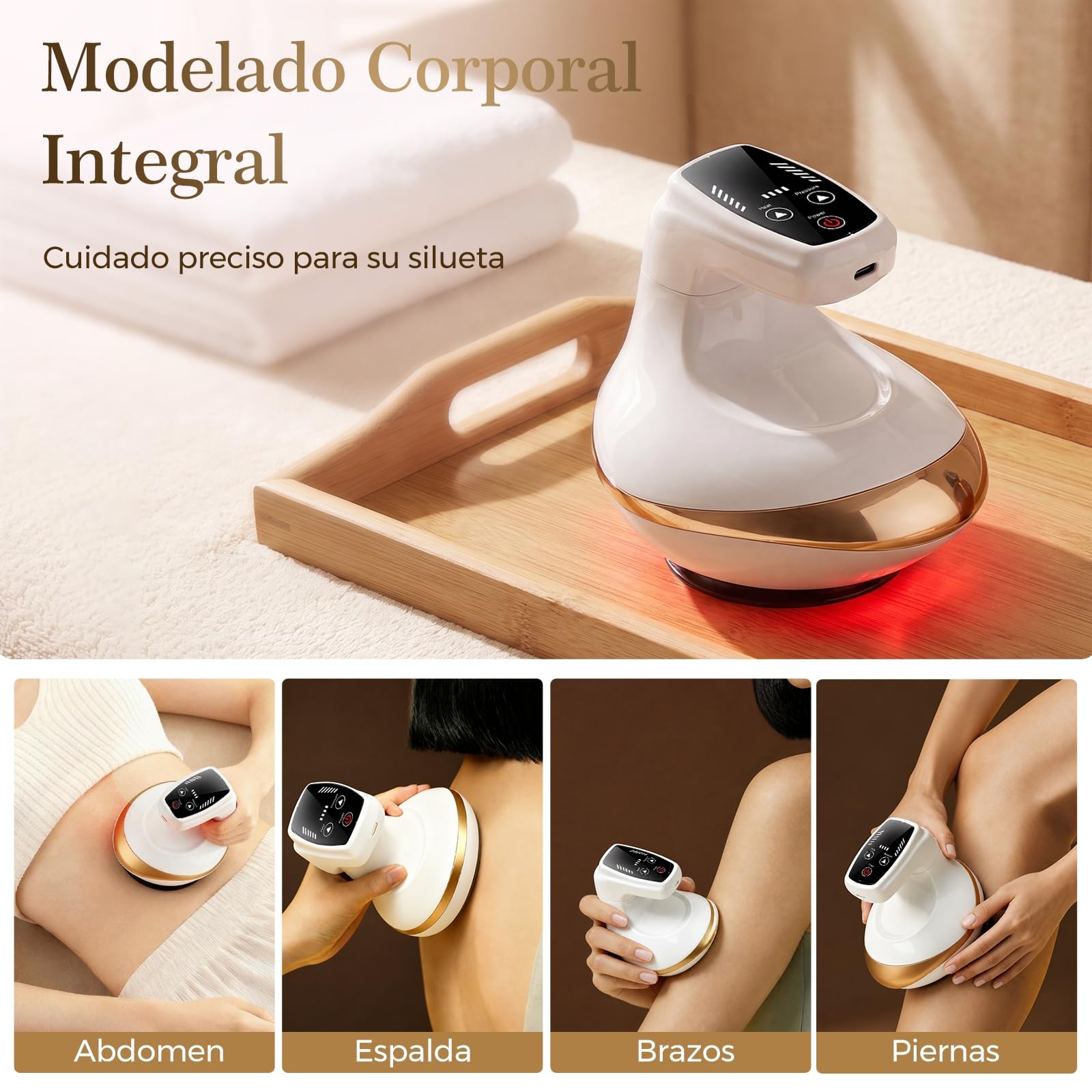 Masajeador Anticelulitico Eléctrico Maquina Celulitis: Masaje 4 en 1 para Combatir la Celulitis - Masajeador Anticelulitico Reductor con Luz Roja y Calor Para Muslos Abdomen Hombros Manos