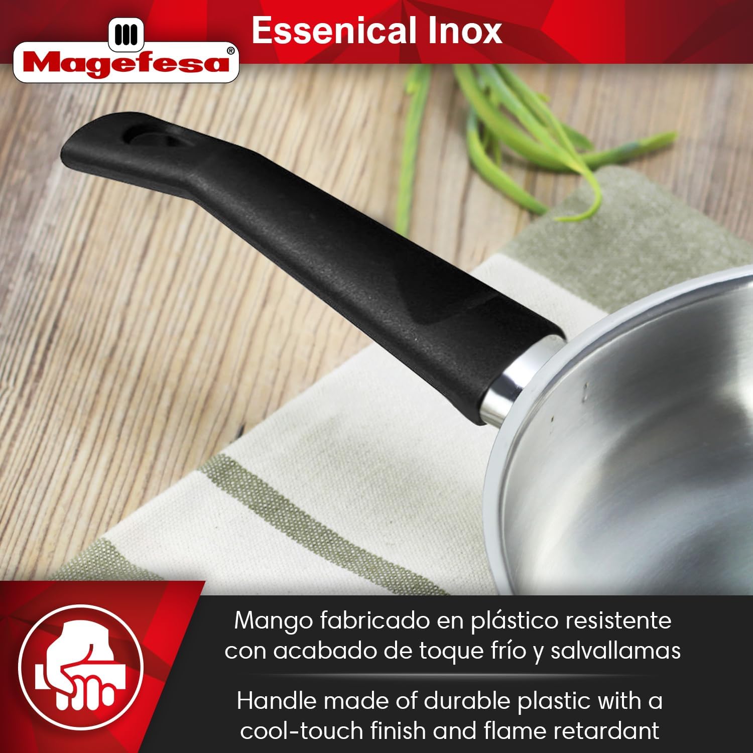 Magefesa Essencial Inox 7-Inch Stainless Steel Frying Pan, Silver, No Coating or Nonstick, Eco-Friendly, Compatible with All Stovetops Including Induction