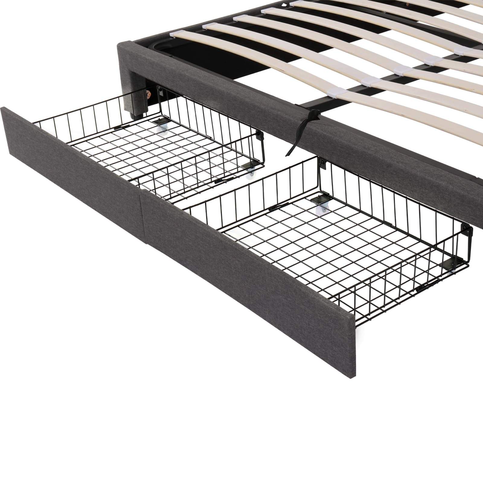 Letto con stoccaggio idraulico 160x200,Letto matrimoniale rivestito con LED,Letti imbottiti con 2 cassetti, letto funzionale giovanile,letti matrimoniali (grigio+lino-A)