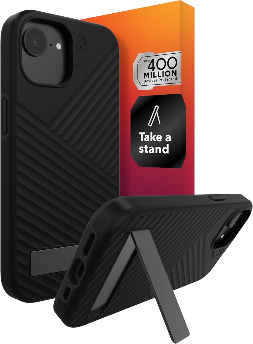 Denali Snap Case with Kickstand for iPhone 17e/ 16e/ 15/14/ 13-16ft Drop Protection, Magnetic, Graphene-Infused, Wireless Charging Compatible, Rugged Dual-Layer Design, Black