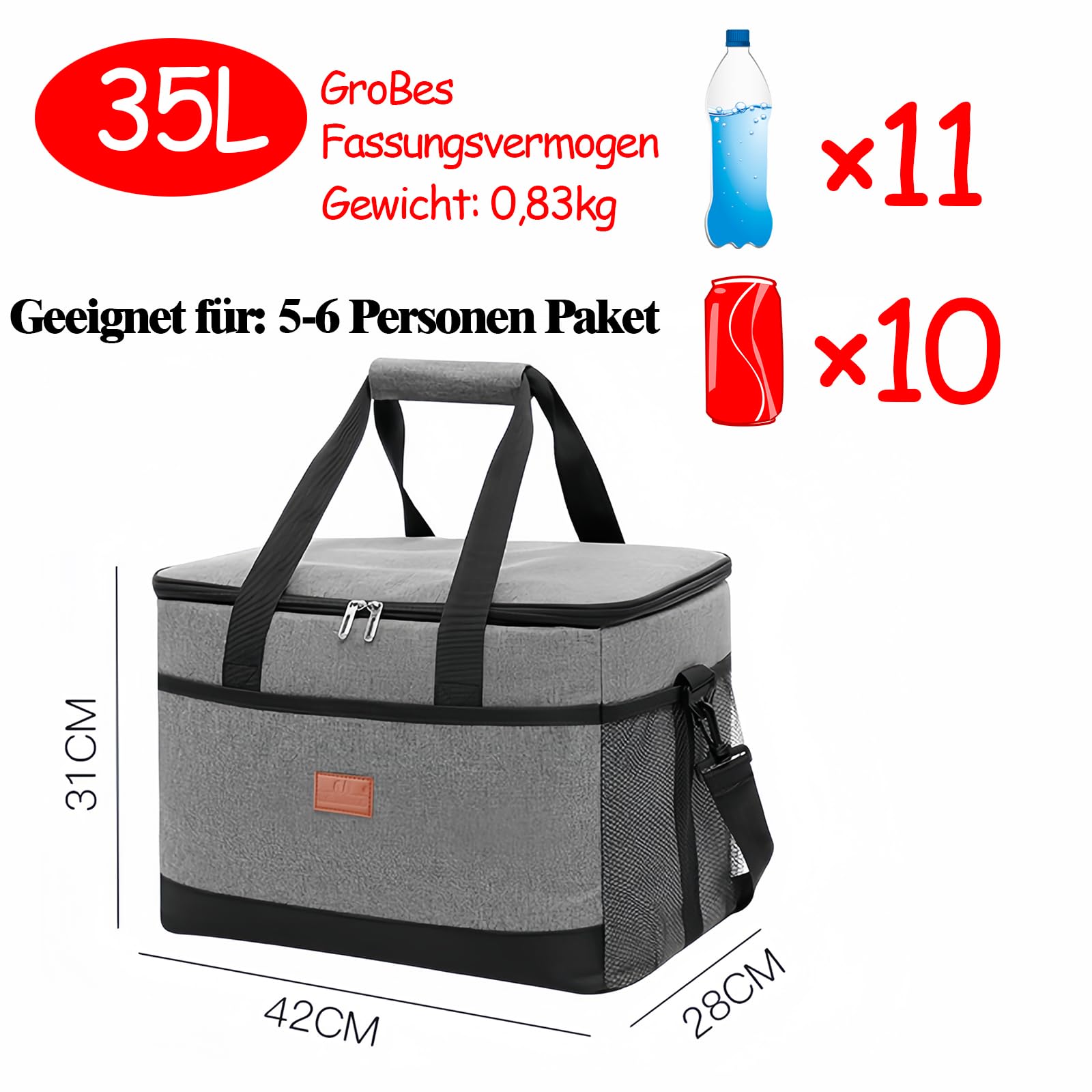 Bolsa de almuerzo, bolsa isotérmica, bolsa de picnic, bolsa de almuerzo, bolsa de almuerzo, bolsa para botellas de vino y cerveza, bolsa de almuerzo aislada, bolsa grande nevera a prueba de