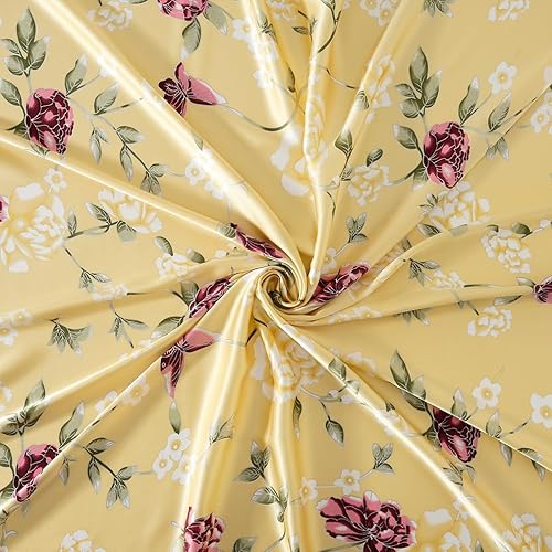 Miniatura 10 de Maxfeel 1 funda de edredón de seda de seda, funda de edredón, 100% seda de morera con estampado floral, seda Charmuse, Multiclolr Queen Cal.King