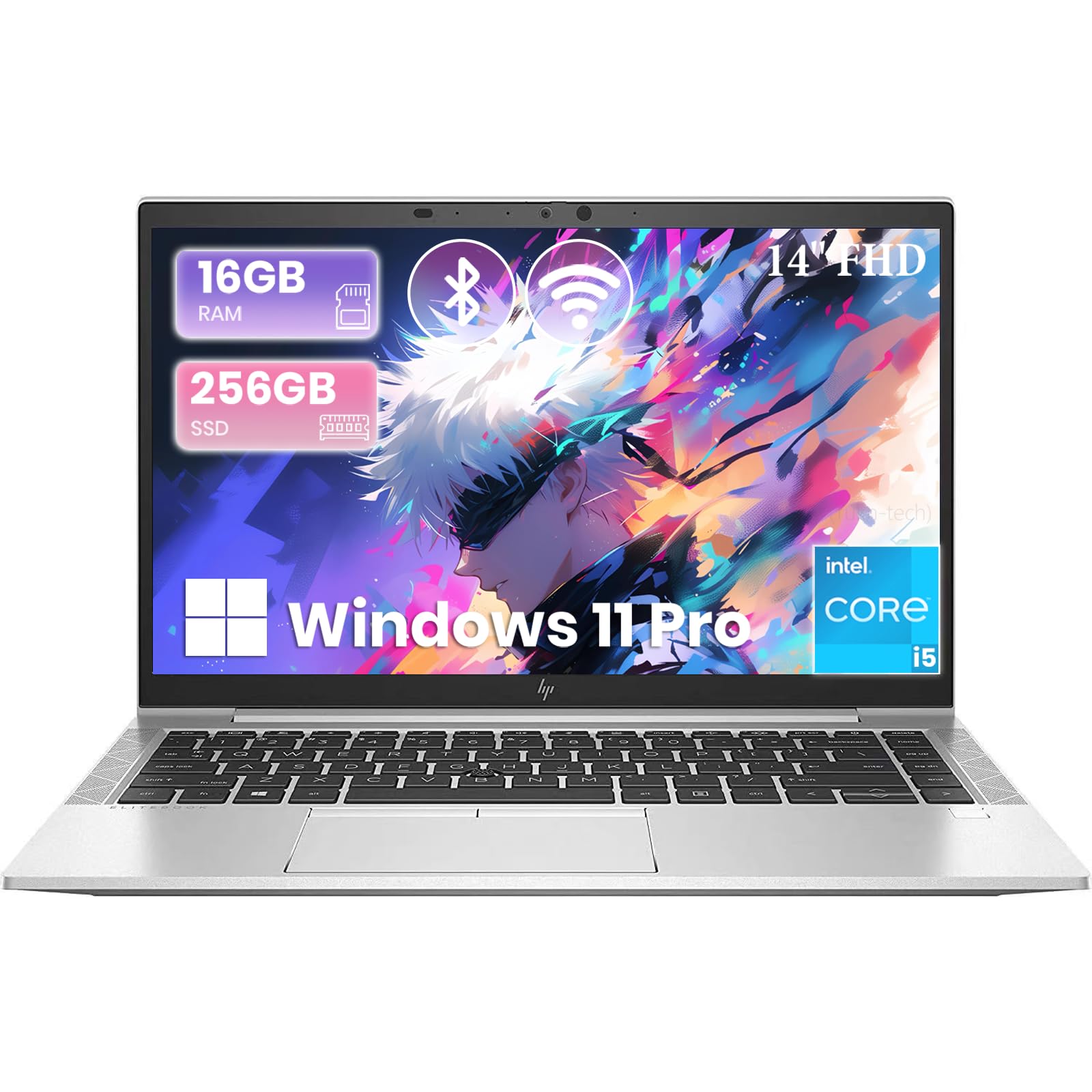 HP EliteBook 840 G7 Laptop, 14-inch FHD 1080P Netbook, Core i5-10310U, 16 GB RAM, 256 GB SSD, Backlit Keyboard, HDMI, Wi-Fi, Windows 11 Pro (Renewed)