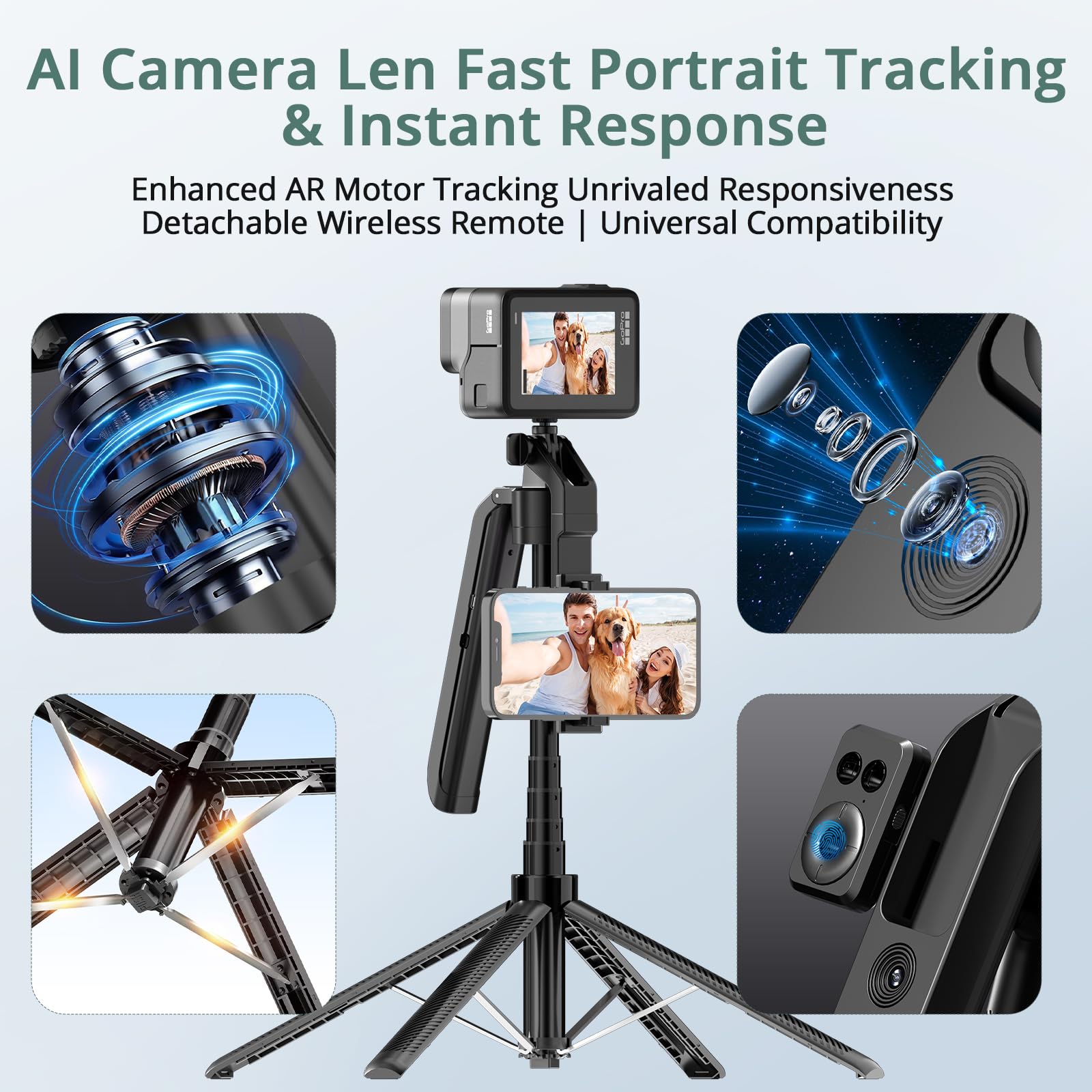 Telefonstativ mit Licht & professionellem Mikrofon, 71 Zoll Auto Face Tracking Stativ 360° drehbar, Bluetooth-Fernbedienung, für iPhone Android, Vlogging-Kit für YouTube TikTok Live Streaming