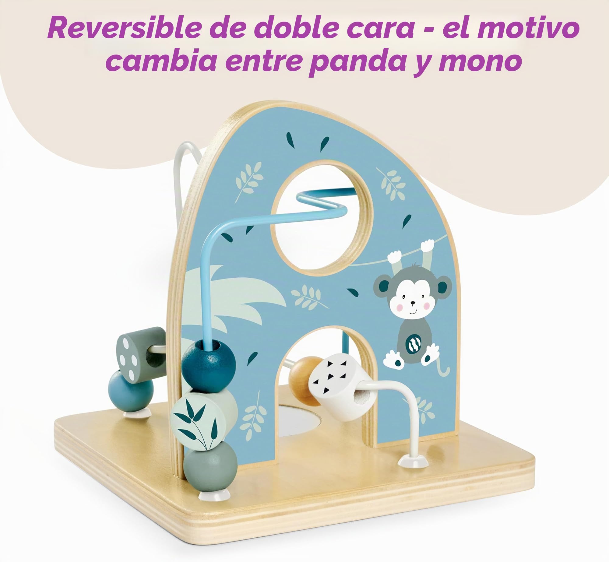 Eichhorn - Lazo de motricidad para Promover Las Habilidades motoras, 2 Lazos, con Superficie de Espejo, 14 x 14 x 14 cm, de Madera de Abedul, a Partir de un año, 100003803