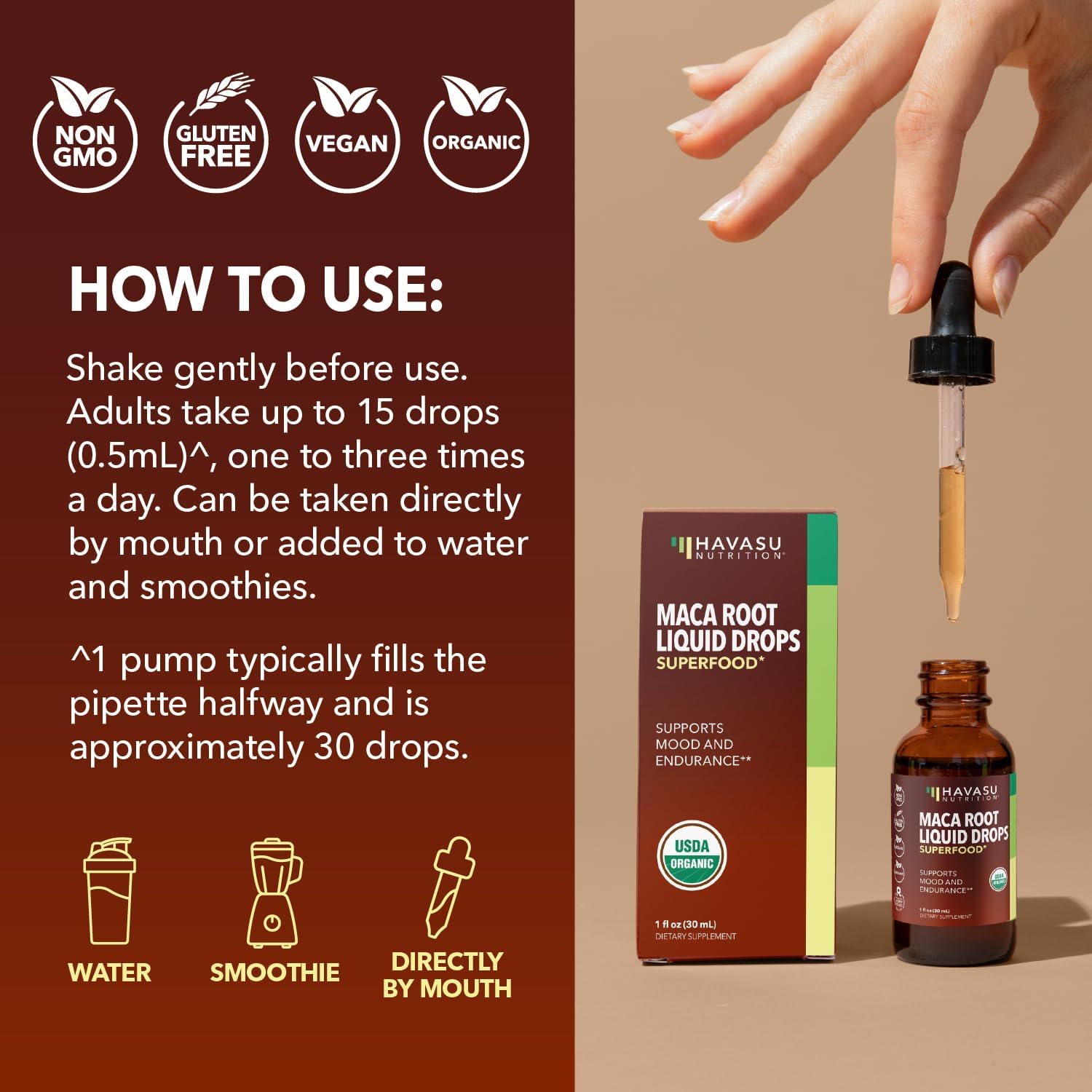 Organic Maca Root Liquid Drops - Supports Hormone Balance, Mood, and Energy in Women and Men - Lepidium Meyenii to Support Performance and Vitality - Non-GMO, Vegan, Unflavored - 60 Servings - Image 7