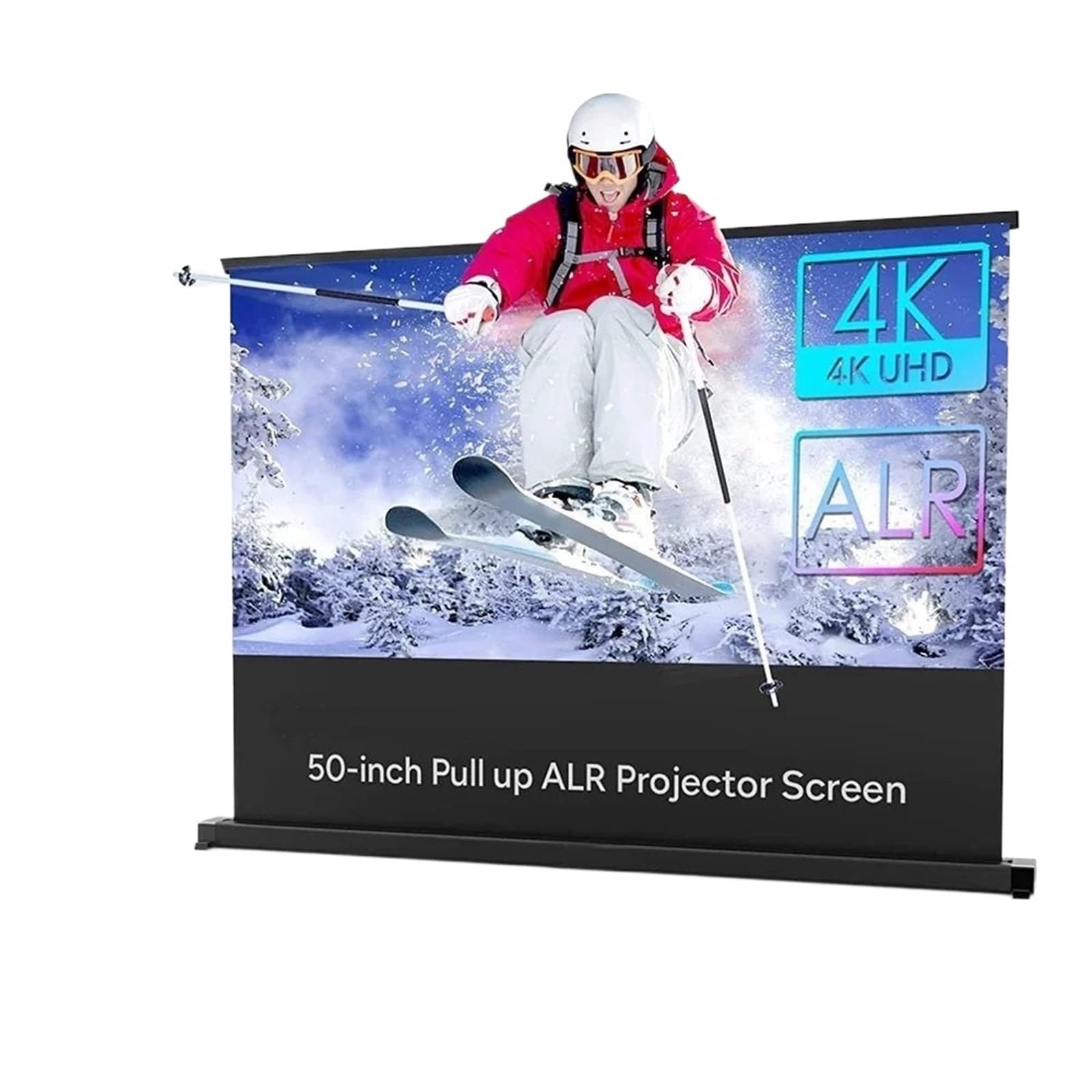 Ekran Ekrany projekcyjne Przenośny ekran projekcyjny Podciągany ekran projekcyjny na blacie ze stojakiem Oglądaj film do biura kempingowego na świeżym powietrzu(50 inch 16-9)