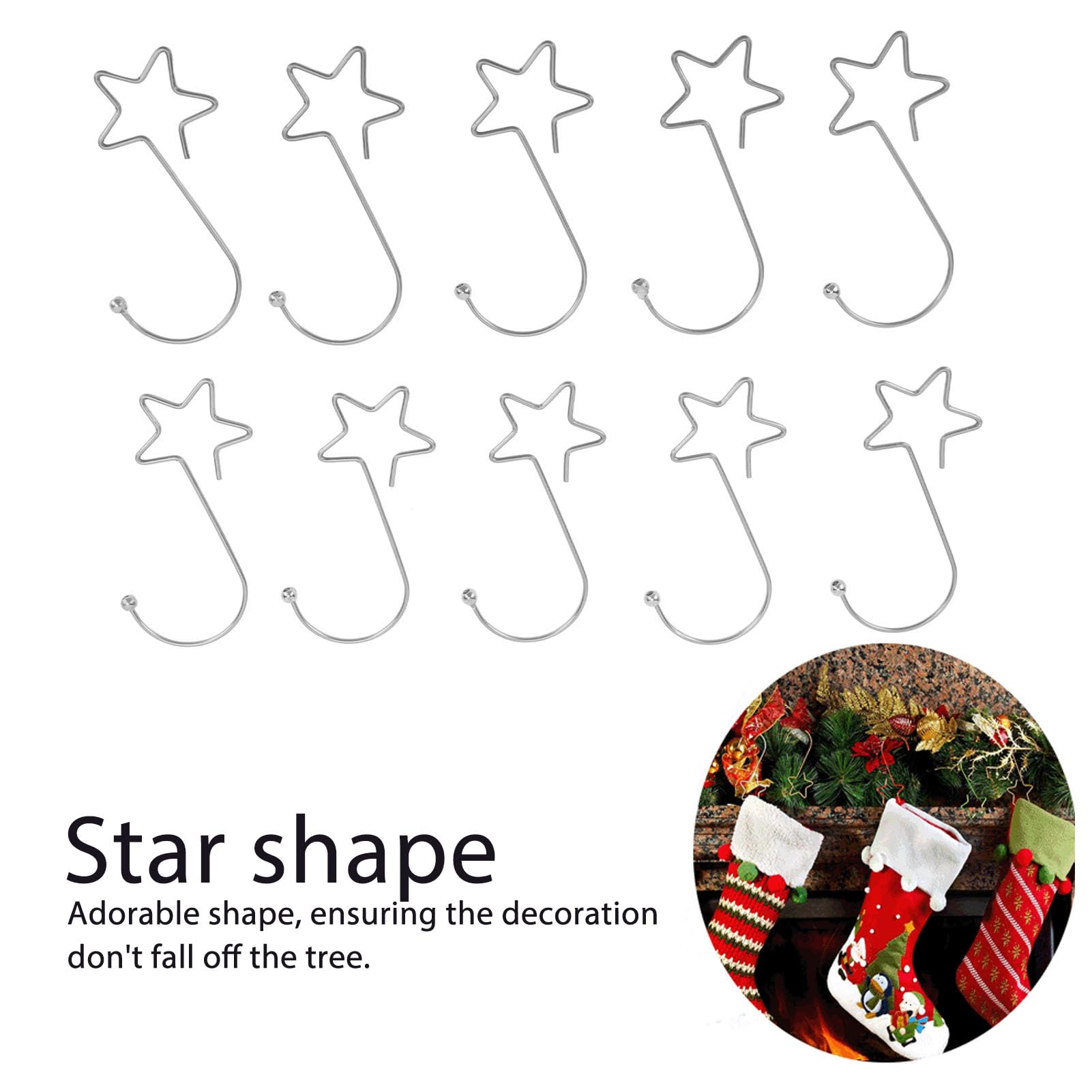 Fuchooky 120pcs Star Shaped Christmas Tree Hooks Stainless Steel Decoration Hangers for Easter Halloween Party (Silver)