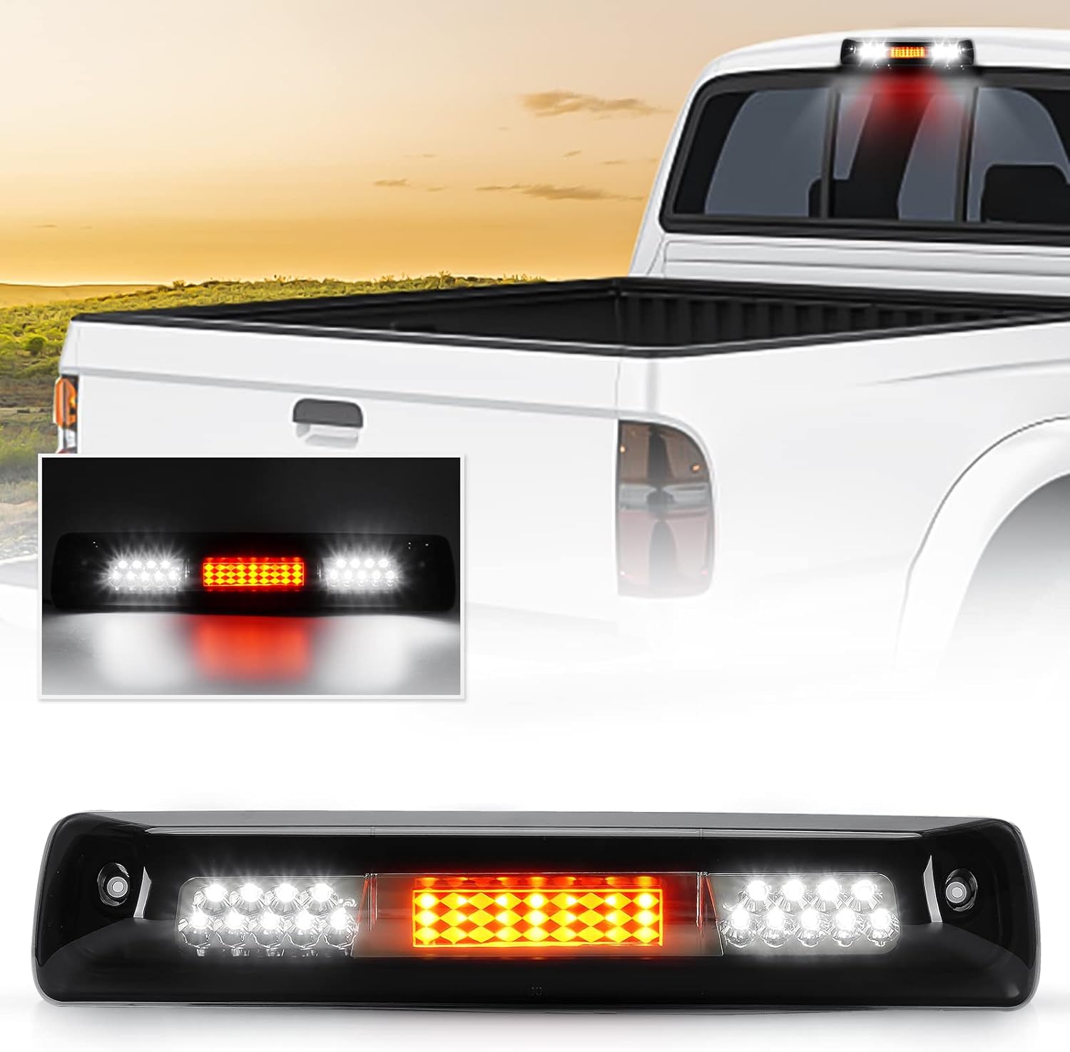 LED Third 3rd Brake Light Fit for Chevy Colorado GMC Canyon 2015-2022 Pickup Trucks, Rear Cargo Lamp High Mount Stop light, Smoke Lens