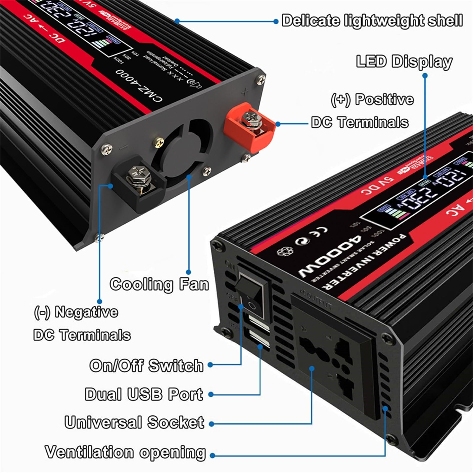 Kit Solaire 110V/220V 4000W Pour La Maison Système D'alimentation Solaire Complet Onduleur 4000W Et Contrôleur 30A + Panneau Solaire 18W18V Kits De Panneaux Solaires Complets Pour Camping-cars(Black,1