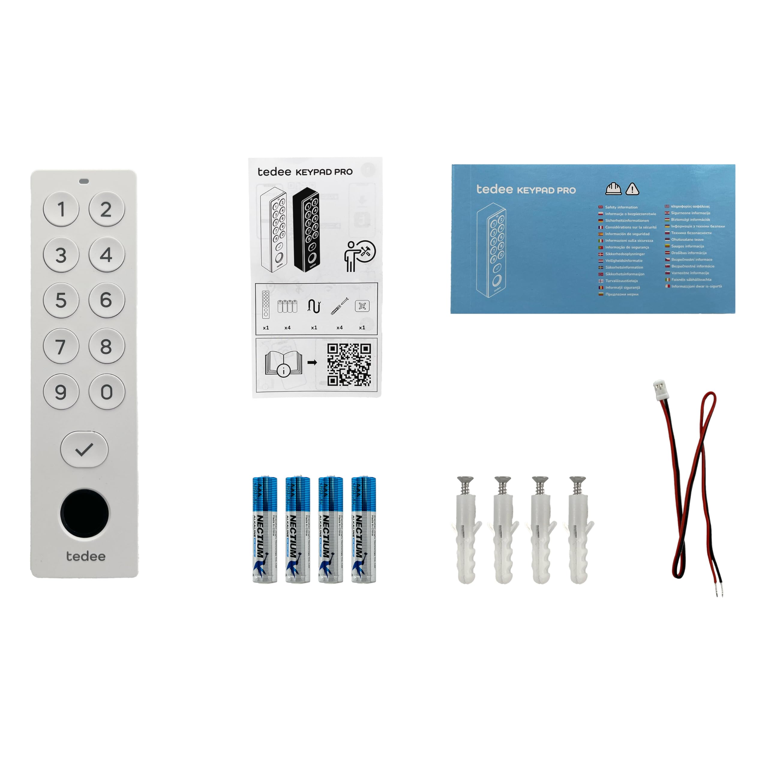 tedee Keypad PRO biometrisches Tastenfeld für smartes Türschloss | Öffnen und Schließen per Fingerabdrucksensor oder PIN-Code | Weiß