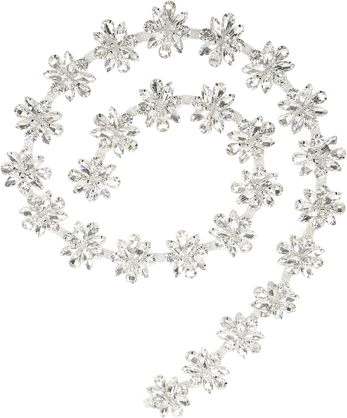 Rhinestone Trim, 1 Yard 3.5cm Wide Rhinestone Diamante Chain Crystal Rhinestone Chain for Wedding Dress Belts Necklace Headwear(White Horse Eye)