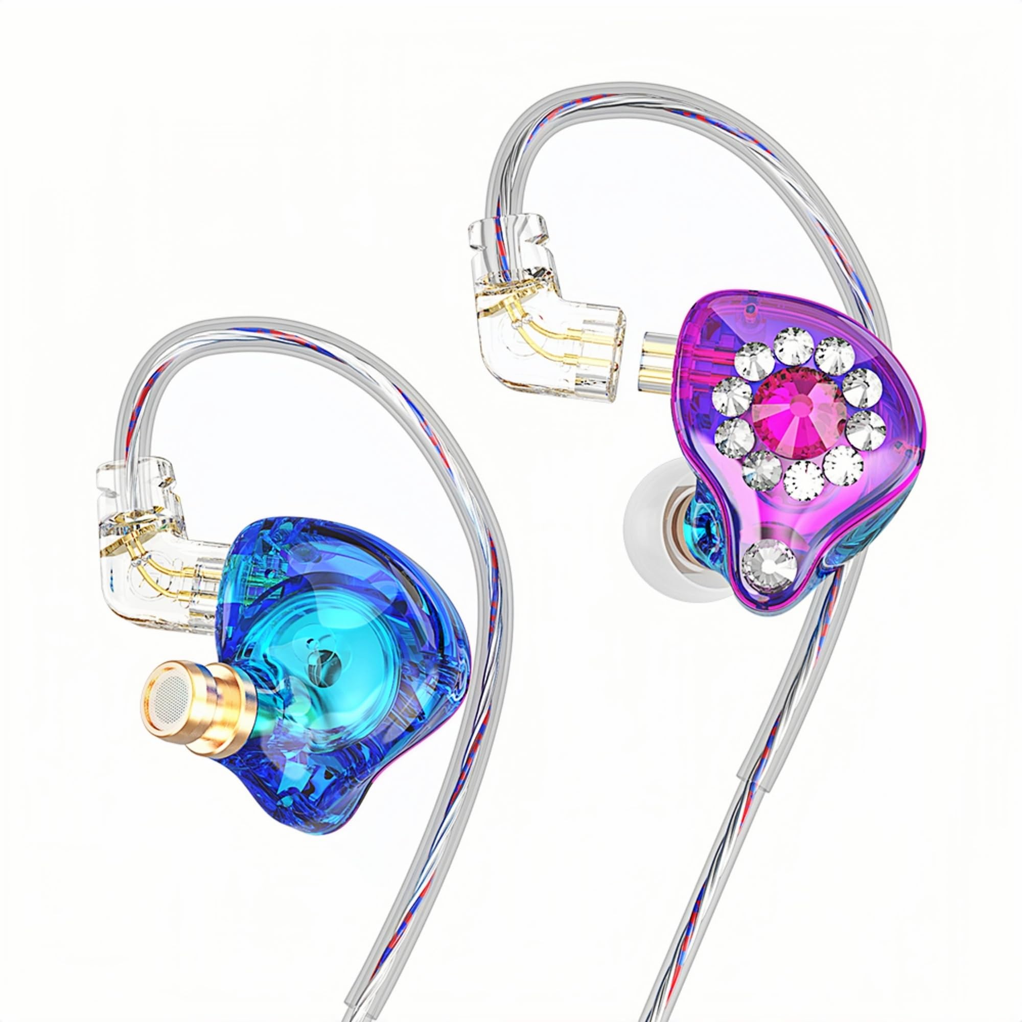 HJX QKZ AK6 Spark przewodowe słuchawki HiFi z mikrofonem, słuchawki do gier, słuchawki IEM, dla piosenkarzy, muzyków, membrana kompozytowa PET 11 mm, dynamiczne (kolorowe)