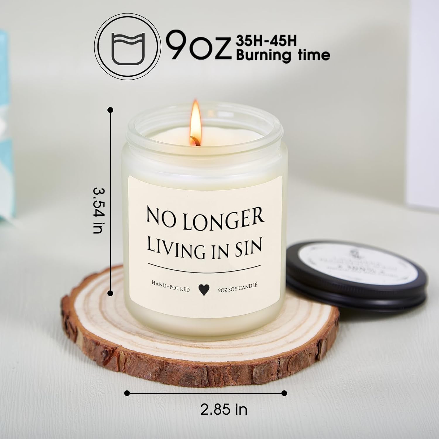 Wedding Gifts for Bride, Unique Bridal Shower Gifts, Funny Engagement Gift for Couples, Newly Engaged Bride and Groom Gift His and Her Anniversary Present No Longer Living in Sin Soy Wax Candle - Image 2