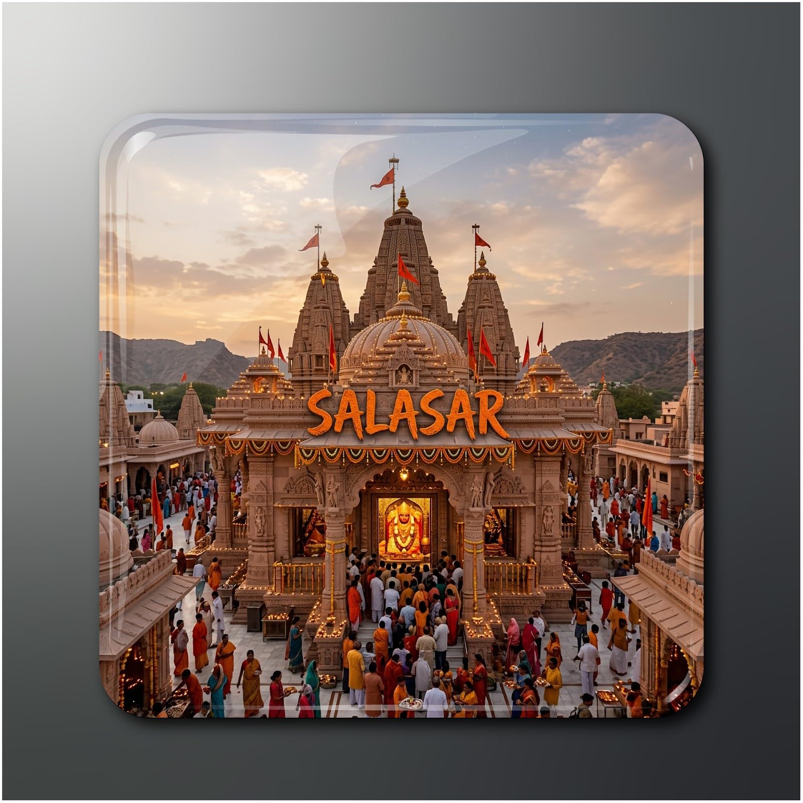 Premium Salasar Monument Souvenir Fridge Magnet 2x2 in Glossy Finish - Unique Graphic Decor Featuring SALASAR Text-image-7