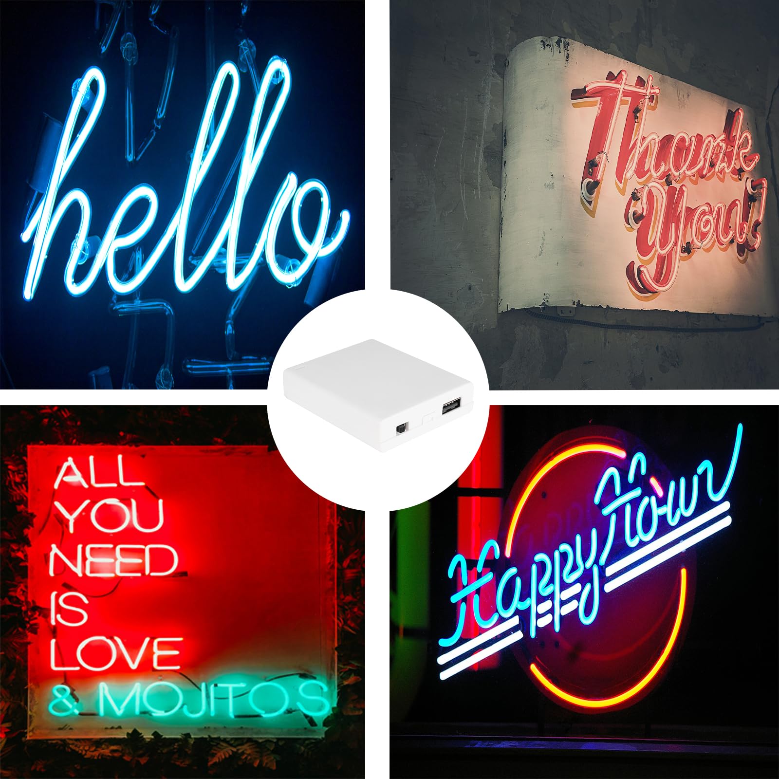 YOLIGHT Boîtier à Piles Avec Port USB Pour Bandes Lumineuses LED 5 V - Guirlande Lumineuse Pour Rideaux, Décoration De Noël