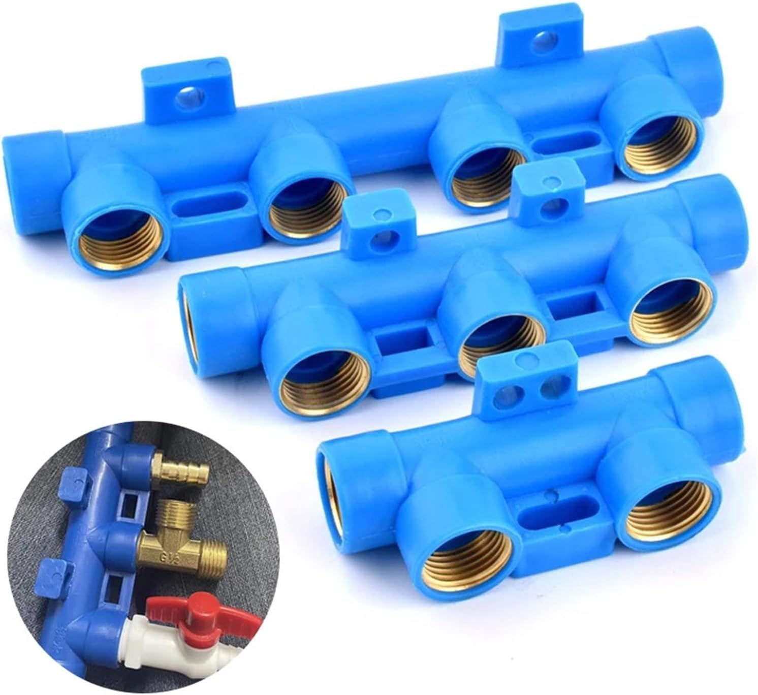 1/2" Female Thread Splitter Water Pipe Distributor 4/5/6Way, Tank Drain Switch Automotive Sprinkler Accessories(1I2 Inch-4 Way)