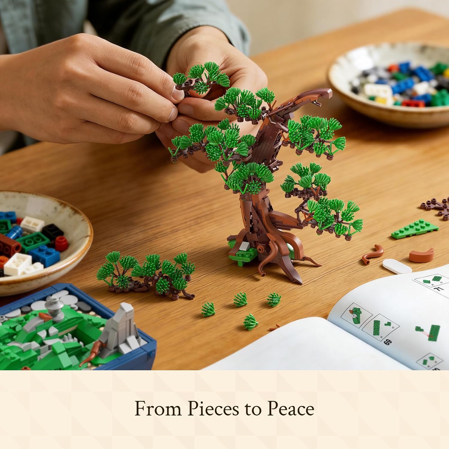 Wise Block Bonsai Tree Building Set, 950 pcs Pine Building Blocks, Artificial Bonsai Tree Plants for Home Decor, DIY Arts & Crafts Kits, Ages 18+ Girls & Boys Gift