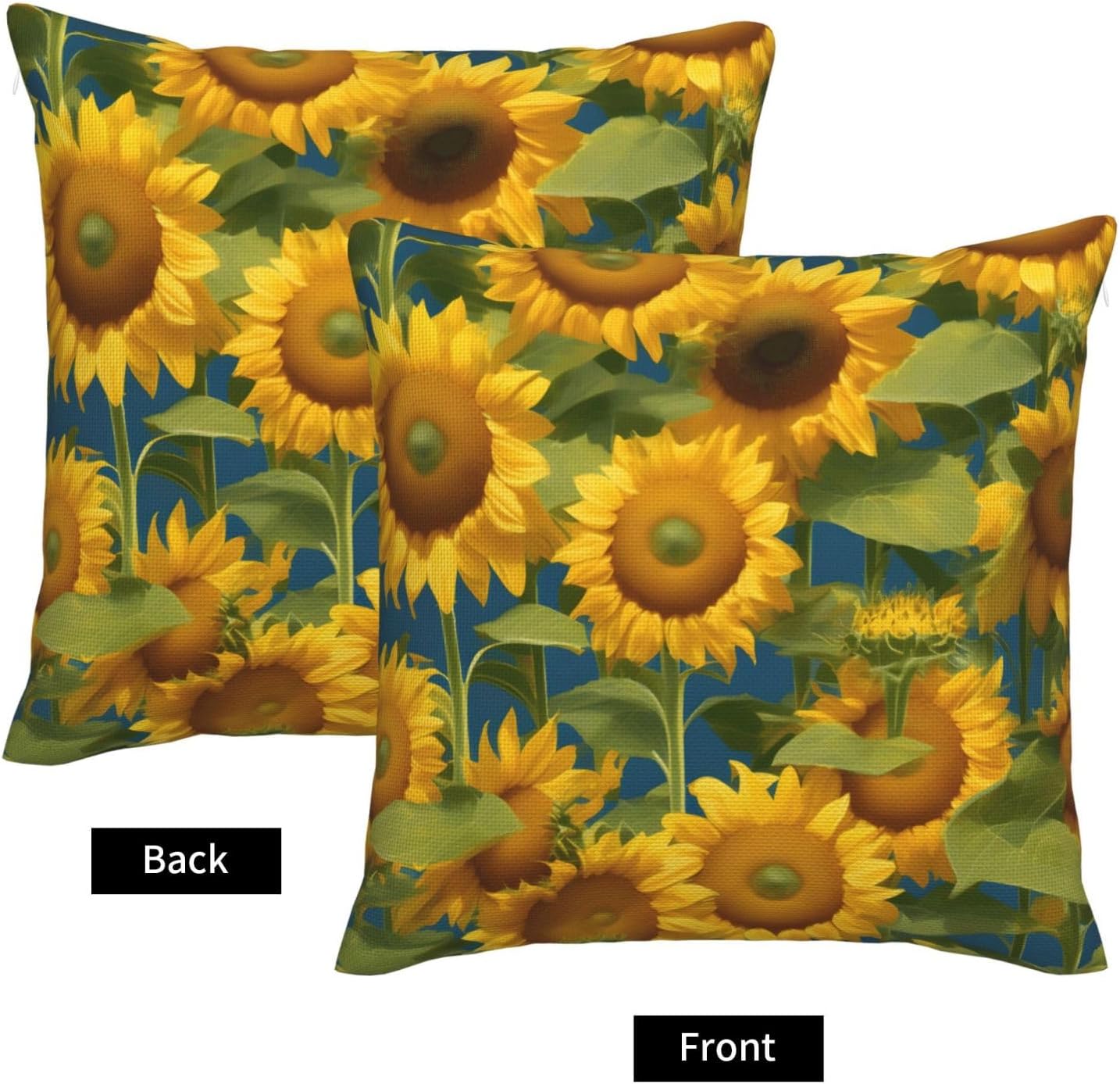 Summer Sunflower Imitation Linen Pillowcase -2 Sets, Fashionable Home Decoration, Used for Sofas, Gardens, beds