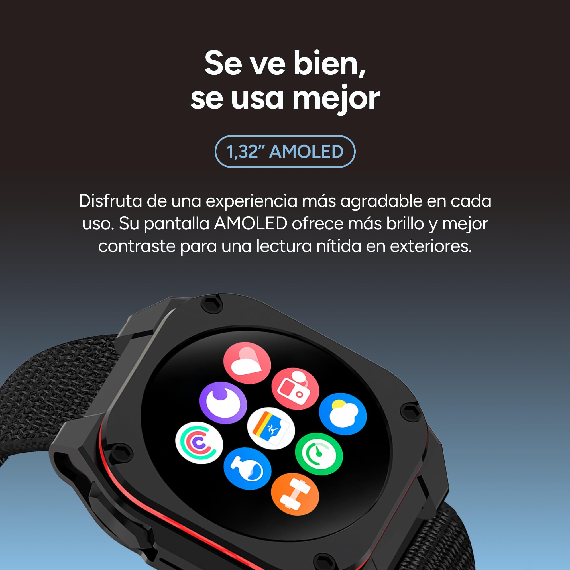 KSIX Smartwatch Zenthium Go - Reloj Inteligente Hombre con Llamadas y Whatsapp, Pantalla AMOLED 1.32", Diseño Aeronáutico Reforzado, IP68 Sumergible, Compatible con iPhone® y Android® - Negro