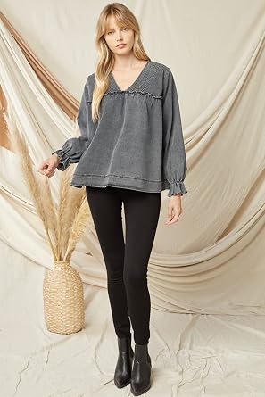 Entro USA V-Neck Denim Top