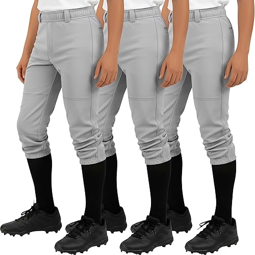 Halfchet 3 Pack Boys Baseball Pants Kids Elastic Waist Softball