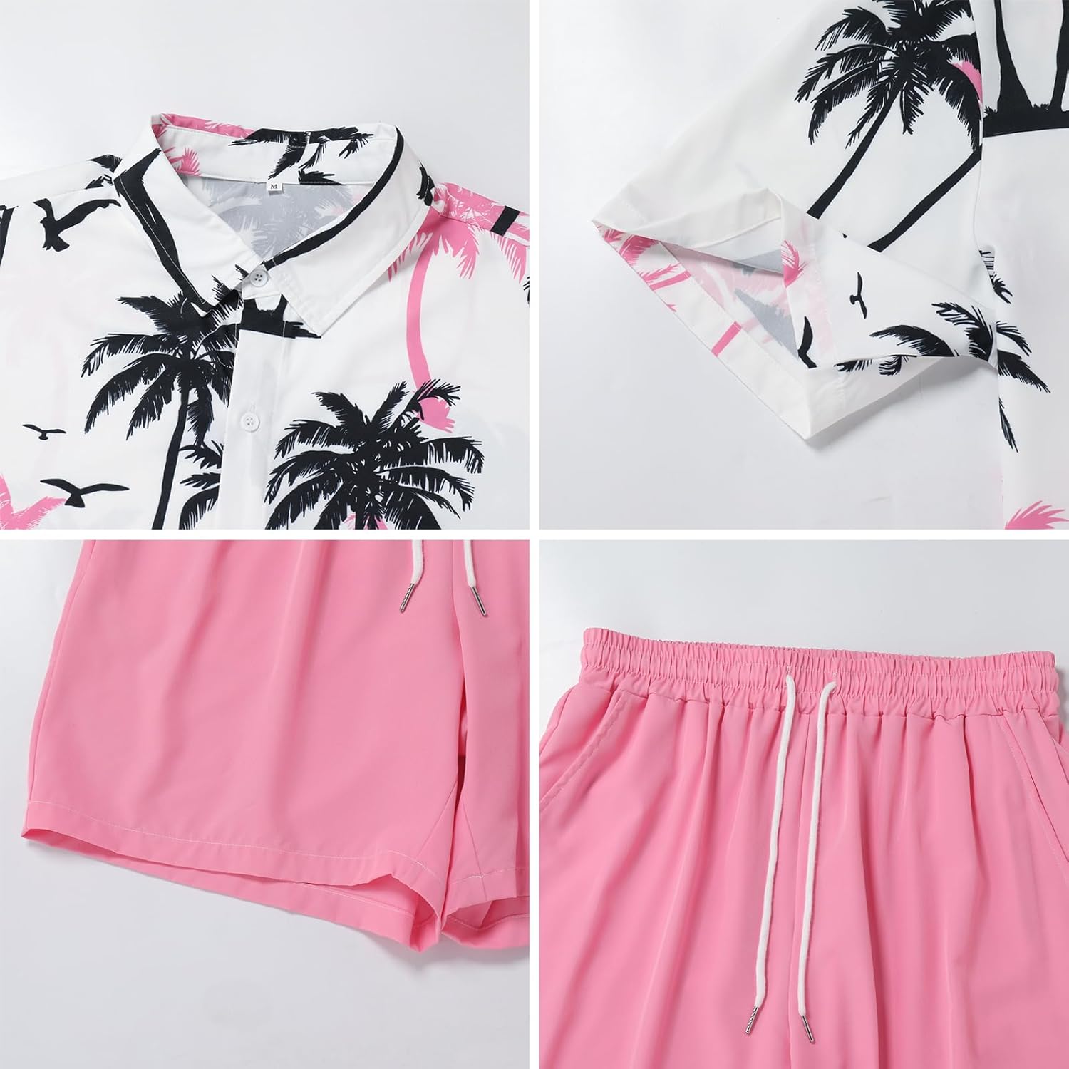 OLEMEK Men's 2 Piece Outfits Hawaiian Tropical Print Short Sleeve Button Down Shirt and Drawstring Shorts Beach Set - Image 5