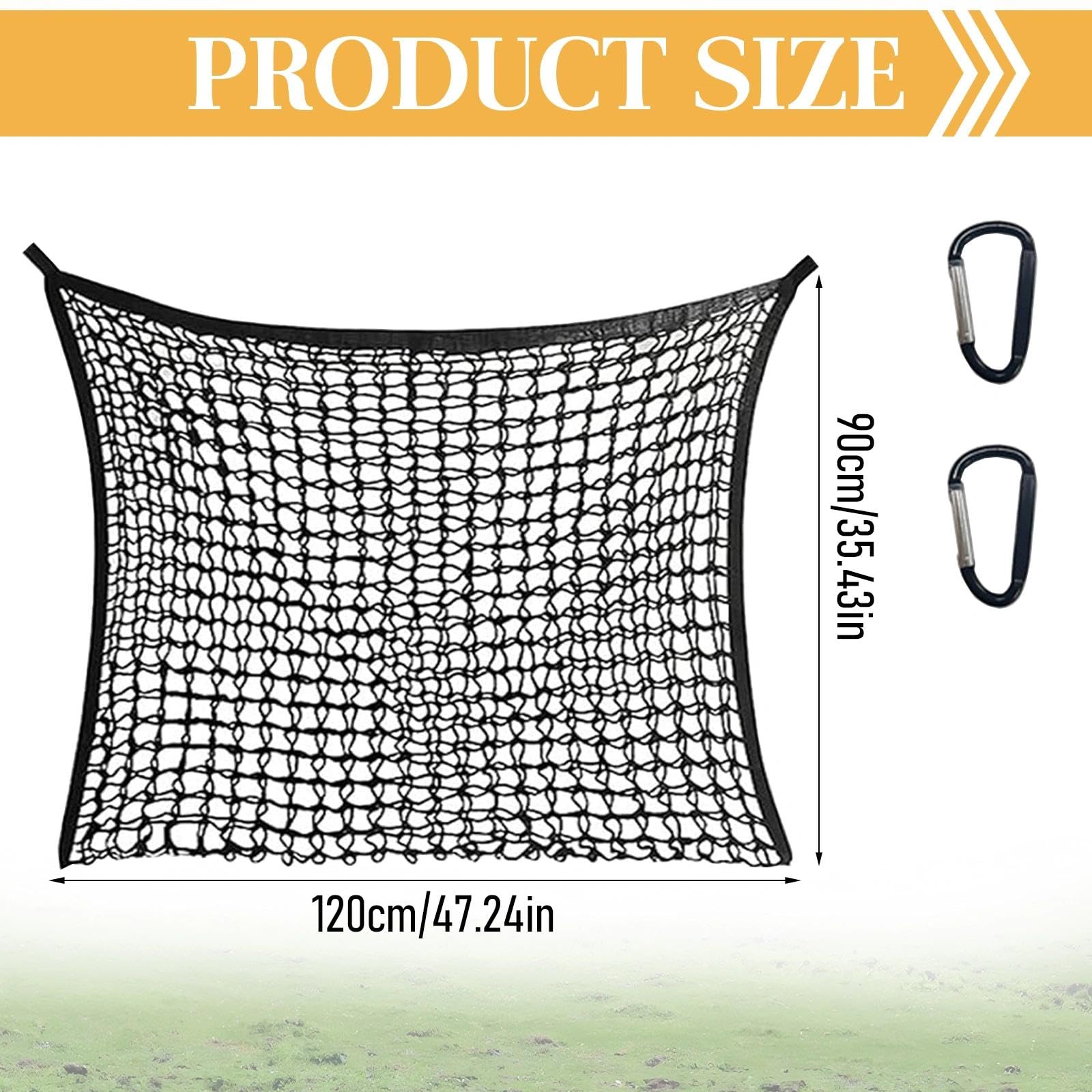 90 * 120CM Filet a Foin Cheval Maillage 4 * 4CM Filet a Foin avec Mousqueton Filets Foins Chevaux Convient pour Nourrir Les Chevaux, Les Bovins, Moutons et Autres Animaux d'élevage