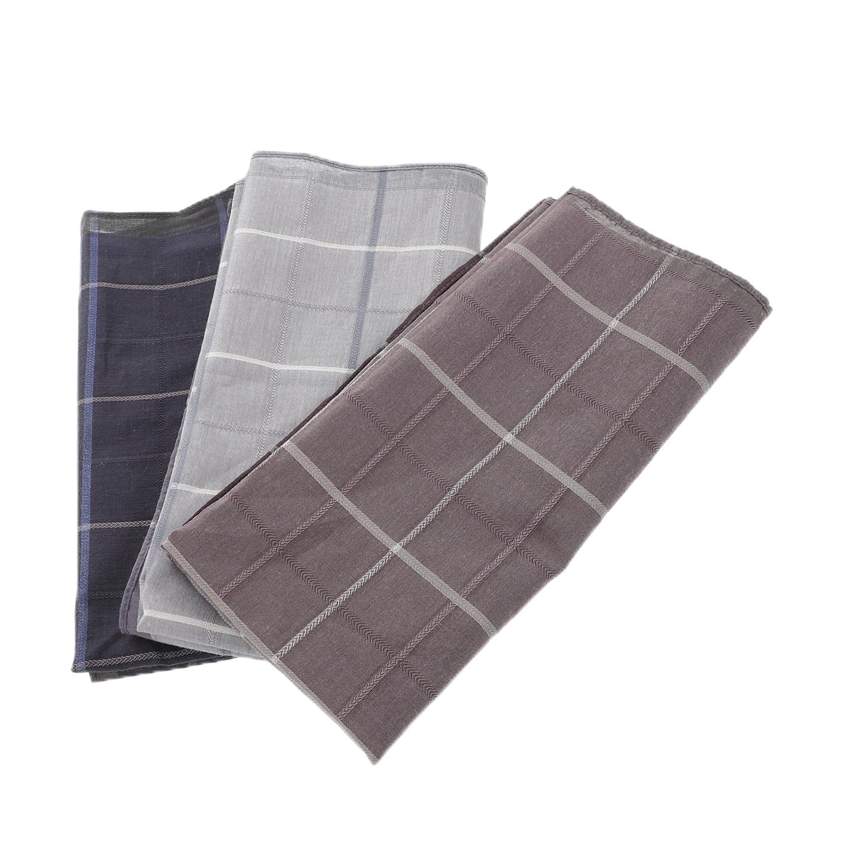 TINEASUR Men's Cotton Handkerchiefs 3pcs Set Vintage Pattern Soft Absorbent Great for Wedding Business or Casual Use